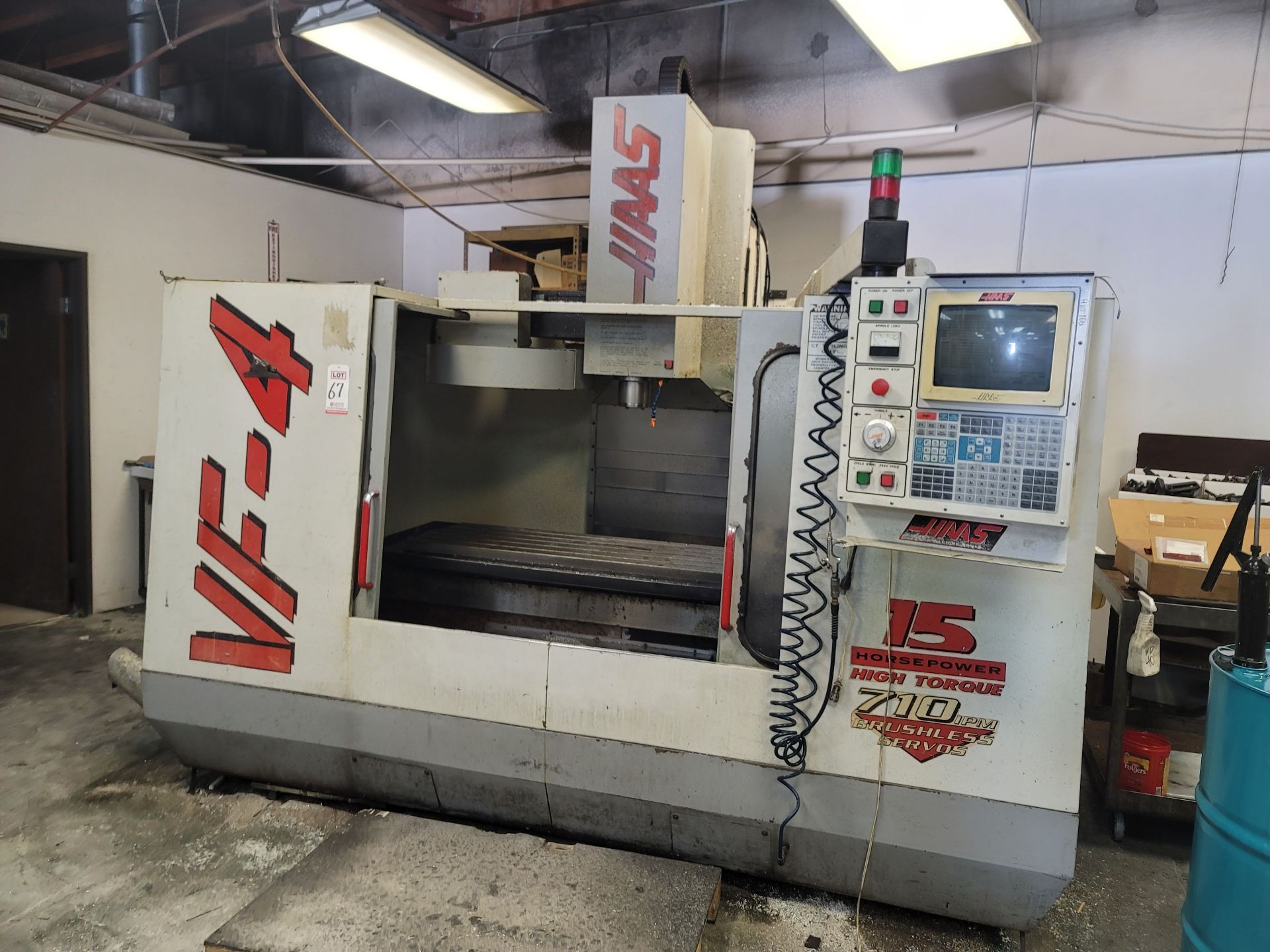 1996 HAAS VF-4 VERTICAL MACHINING CENTER, XYZ TRAVELS: 50" X 20" X 25", 52" X 18" TABLE, 24 ATC, - Image 2 of 7