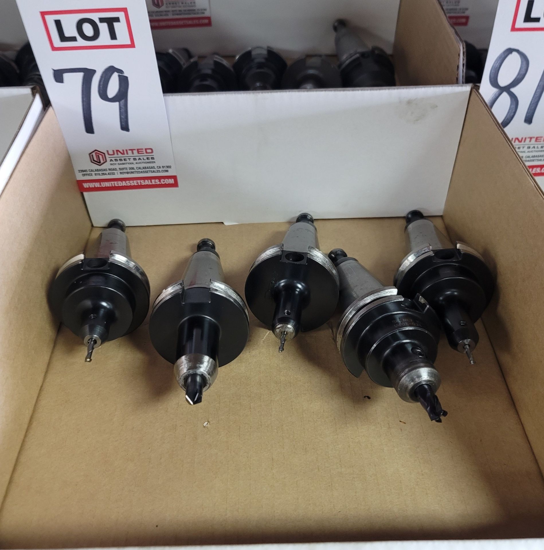 LOT - (5) CAT 40 CNC TOOL HOLDERS, W/ TOOLS