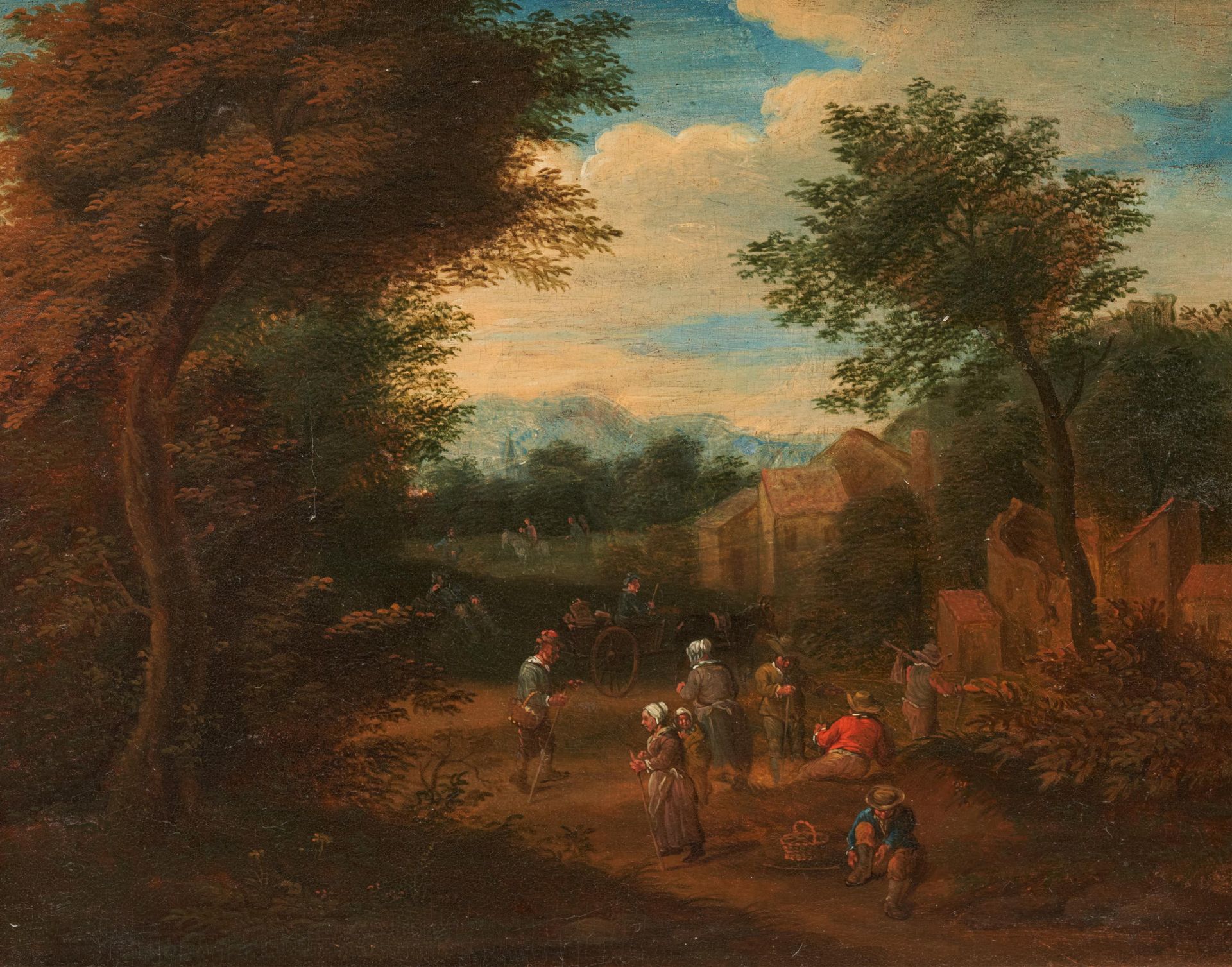 Flemish School: Zwei Gemälde: Waldlandschaften mit Personen - Image 2 of 7