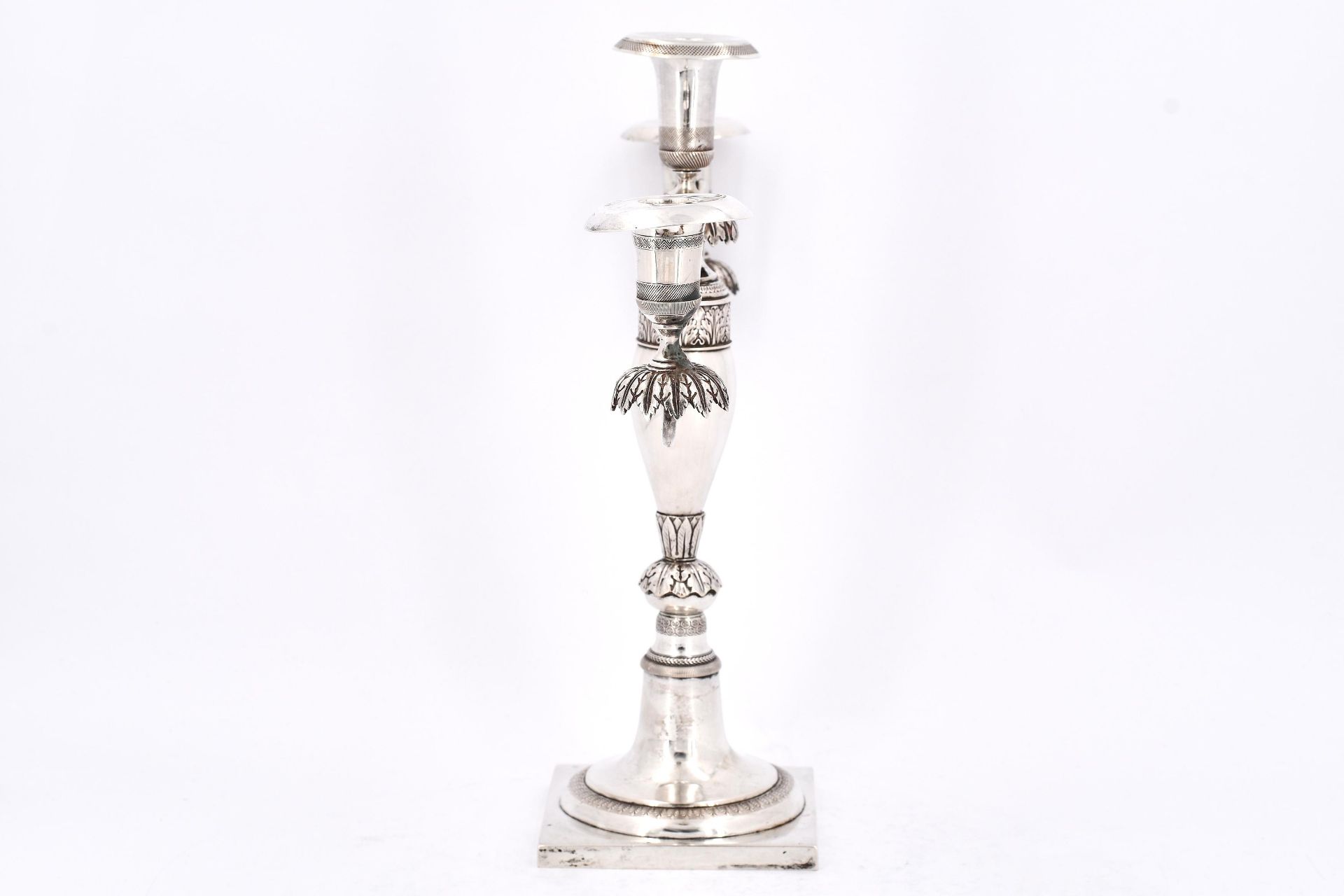 Three-armed silver candelabra Biedermeier - Image 8 of 13