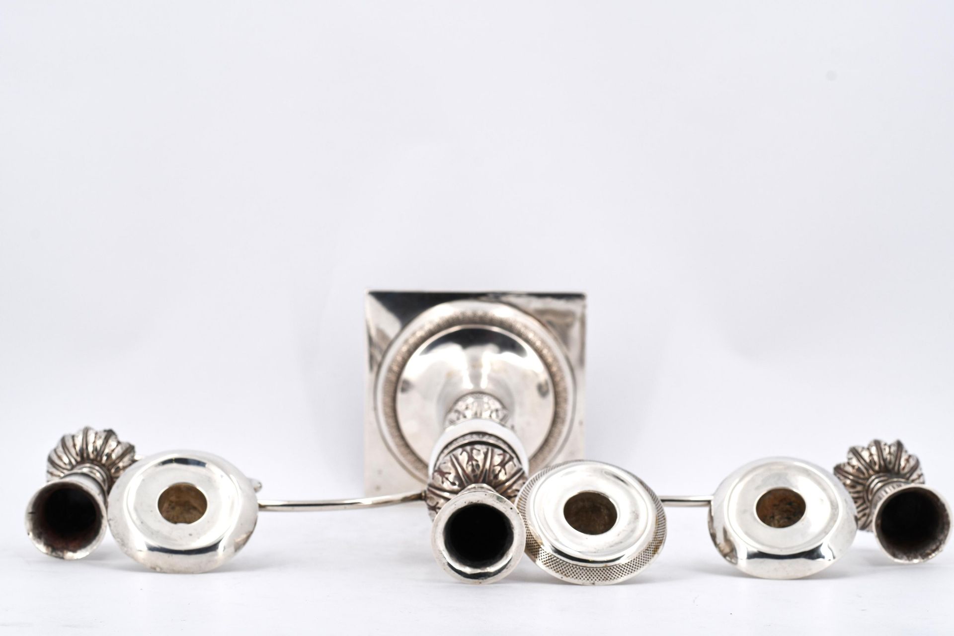 Three-armed silver candelabra Biedermeier - Image 10 of 13
