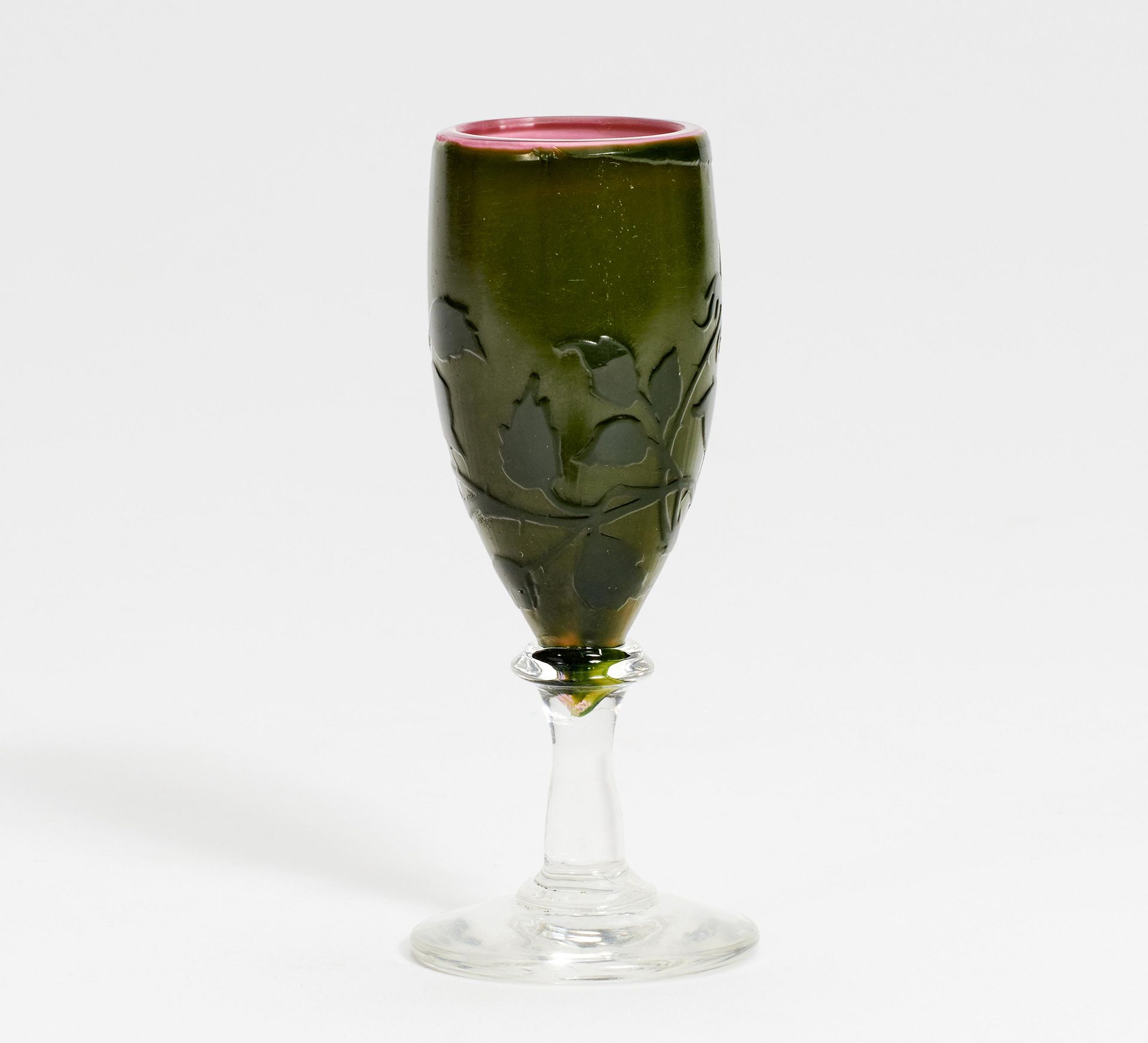 MINIATURE GLASS CHALICE WITH ROSE TENDRILS