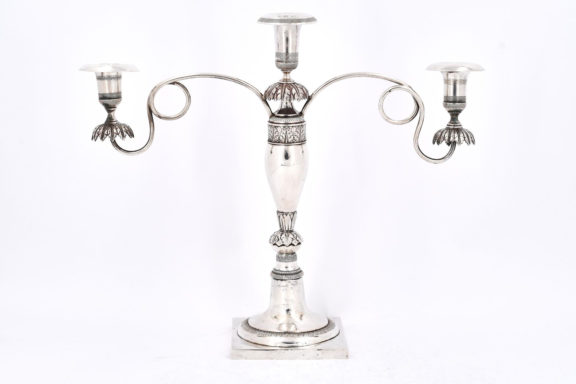 Three-armed silver candelabra Biedermeier - Image 2 of 13