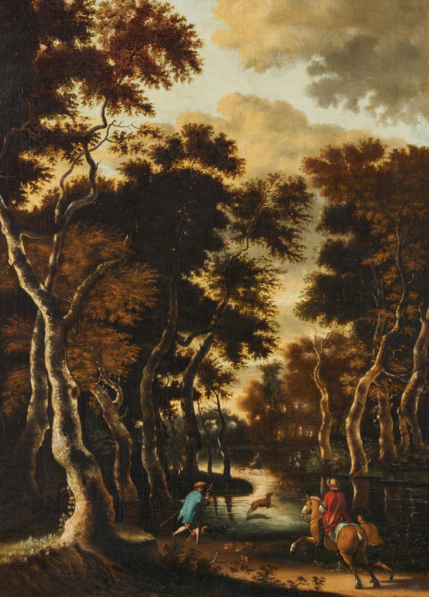 Jan Hackaert: Waldlandschaft mit Jägern