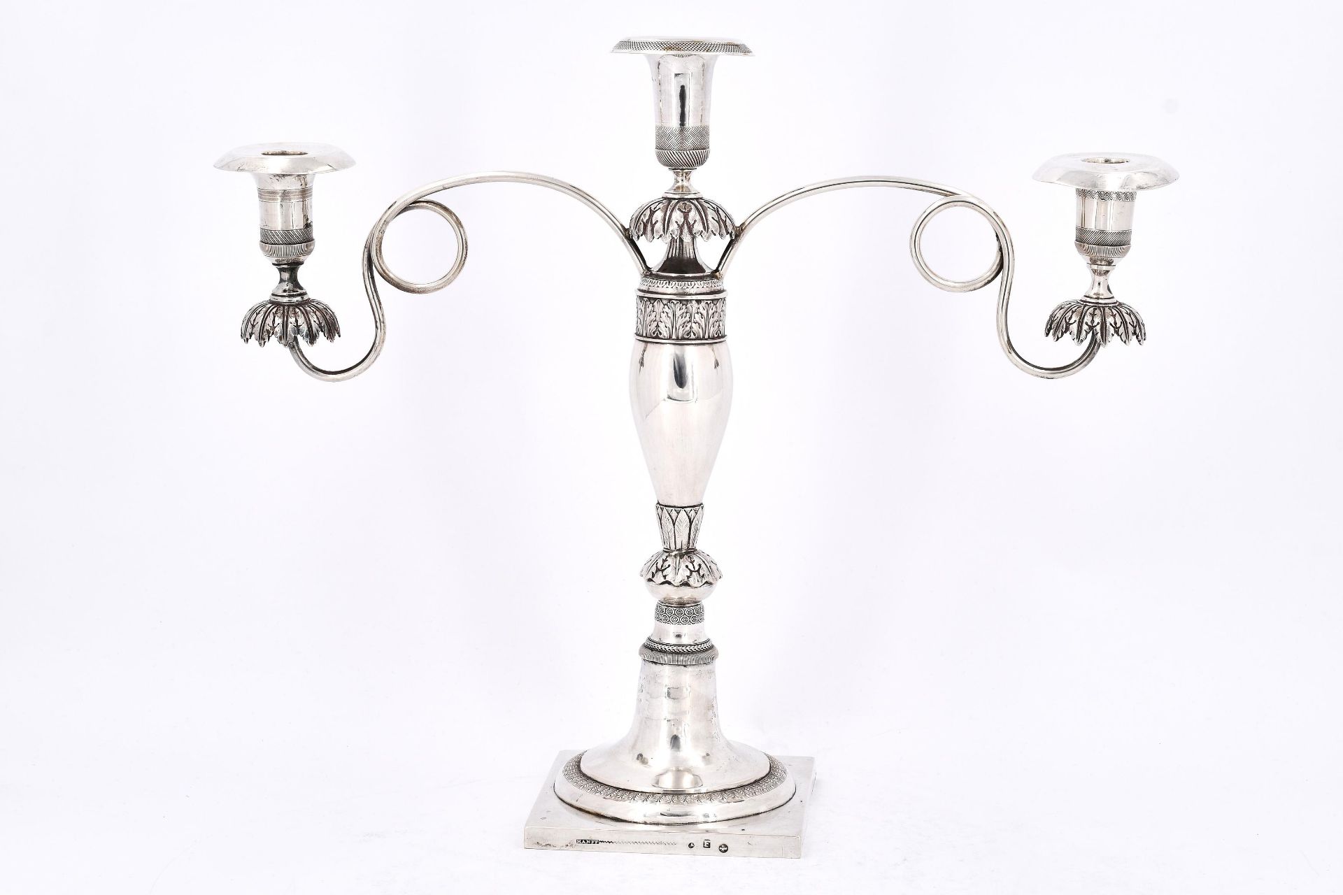 Three-armed silver candelabra Biedermeier - Image 6 of 13