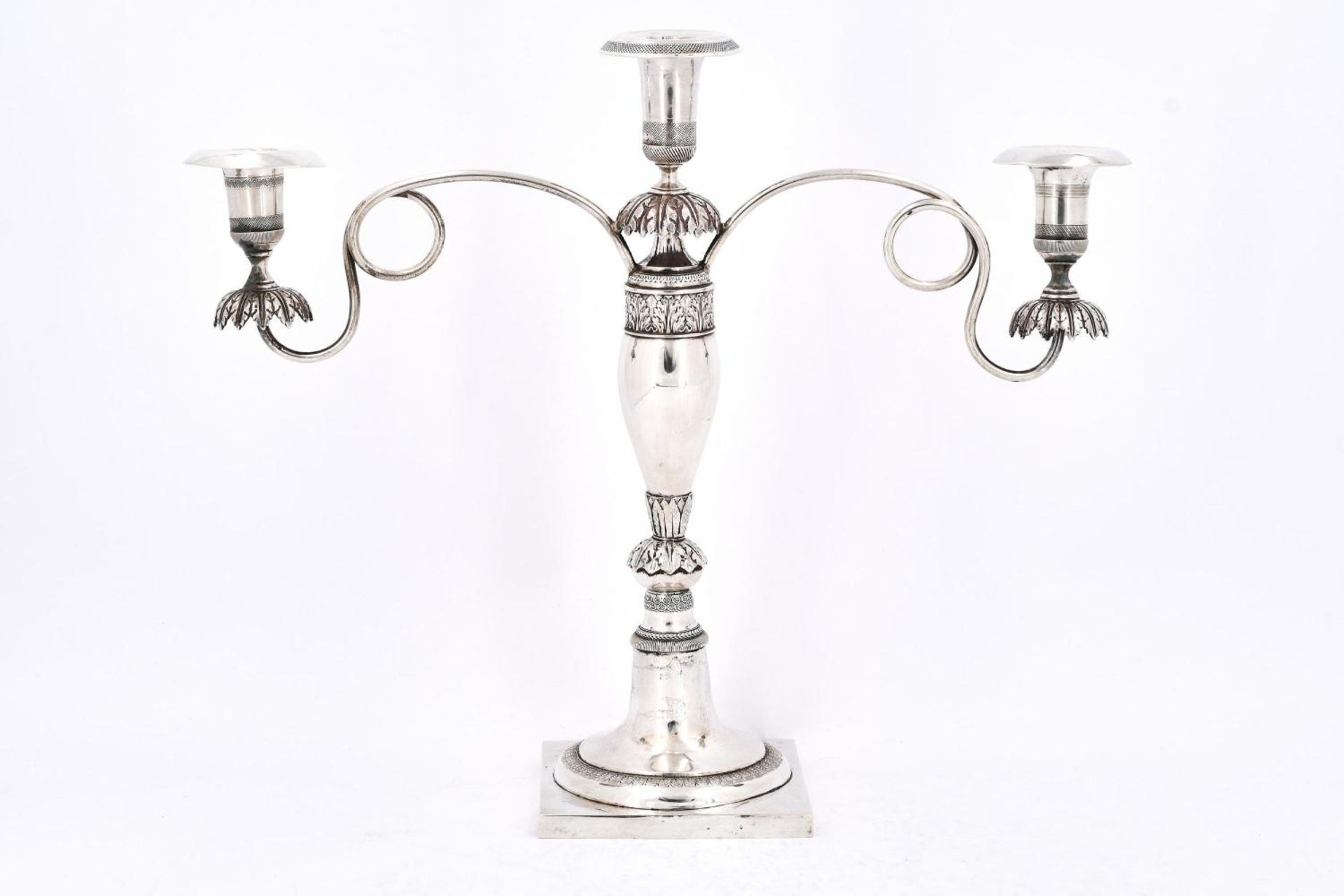 Three-armed silver candelabra Biedermeier - Image 3 of 13