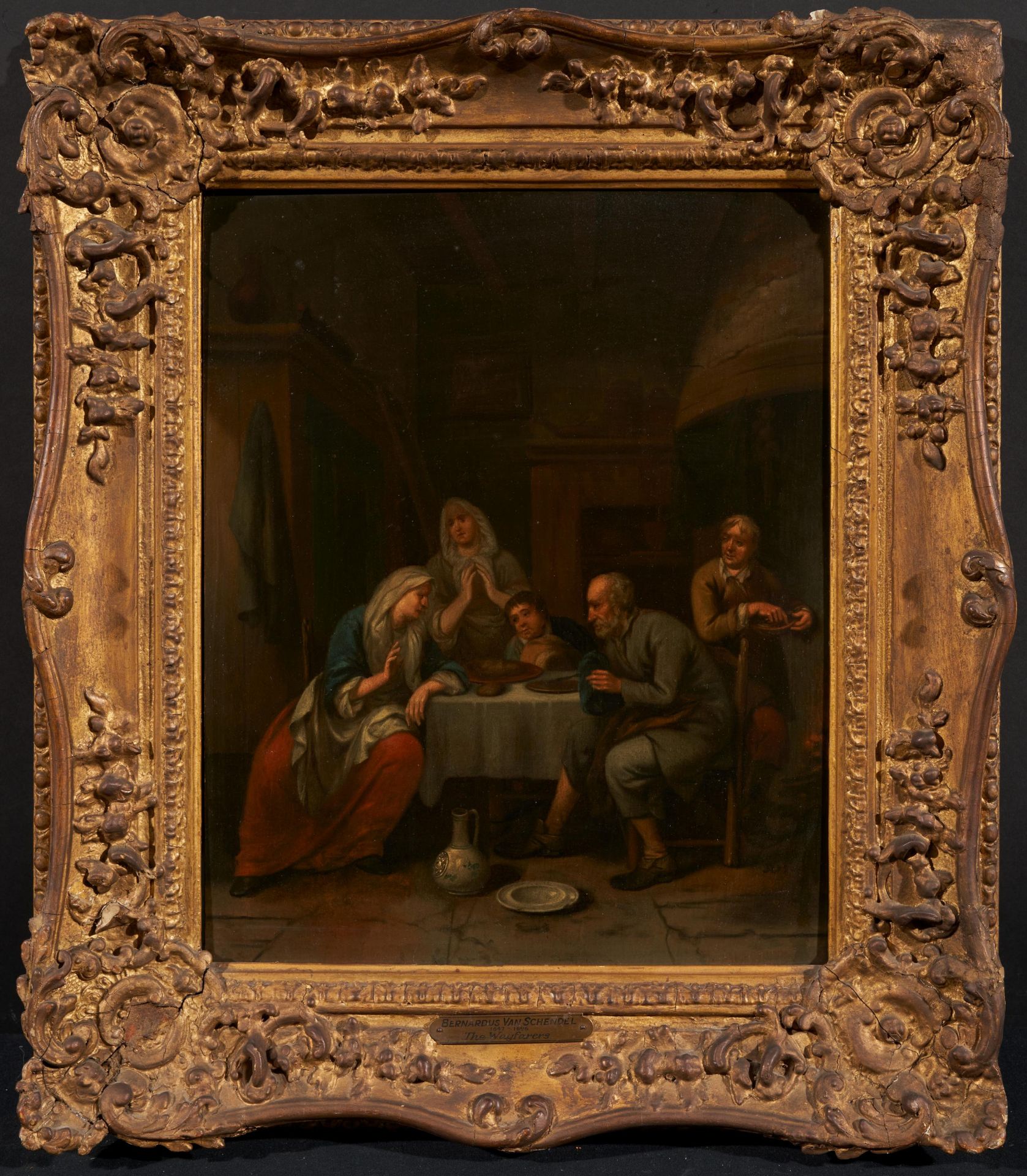 Bernardus van Schendel: Interieur mit Familie am Tisch - Image 2 of 4