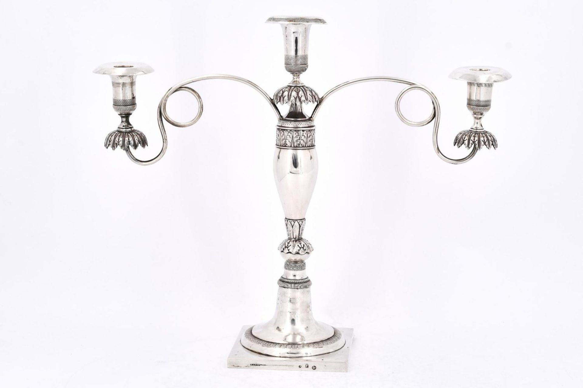 Three-armed silver candelabra Biedermeier - Image 7 of 13