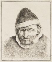 Adriaen von Ostade: Brustbild eines Bauern mit spitzer Mütze