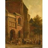 Adrianus Eversen: Marktstände vor einer holländischen Kirche