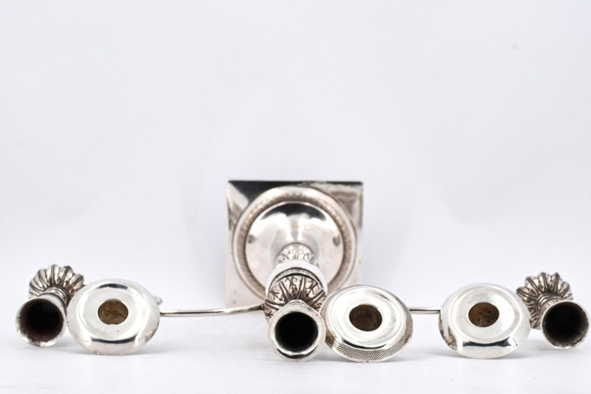 Three-armed silver candelabra Biedermeier - Image 11 of 13