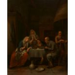 Bernardus van Schendel: Interieur mit Familie am Tisch