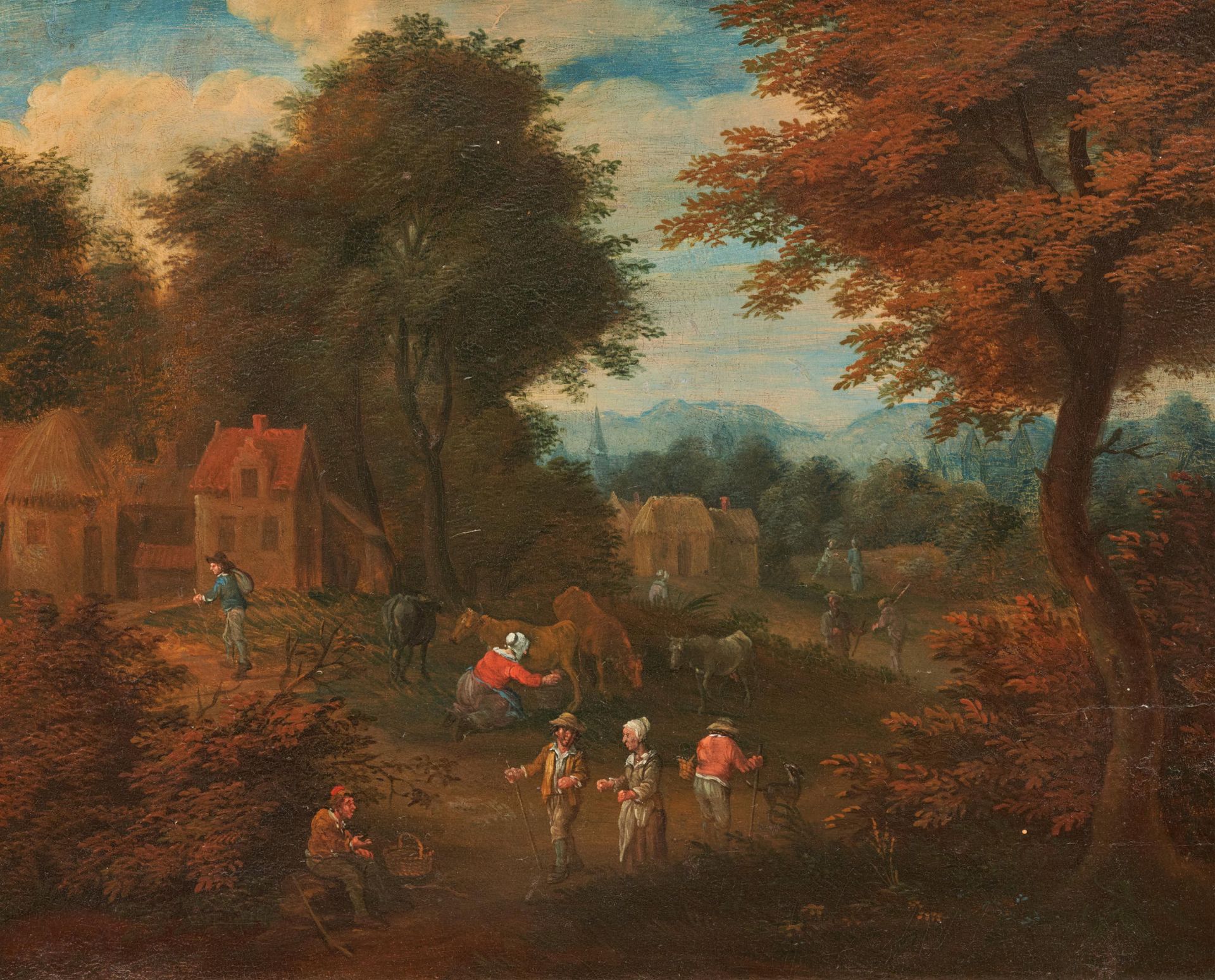 Flemish School: Zwei Gemälde: Waldlandschaften mit Personen - Image 5 of 7