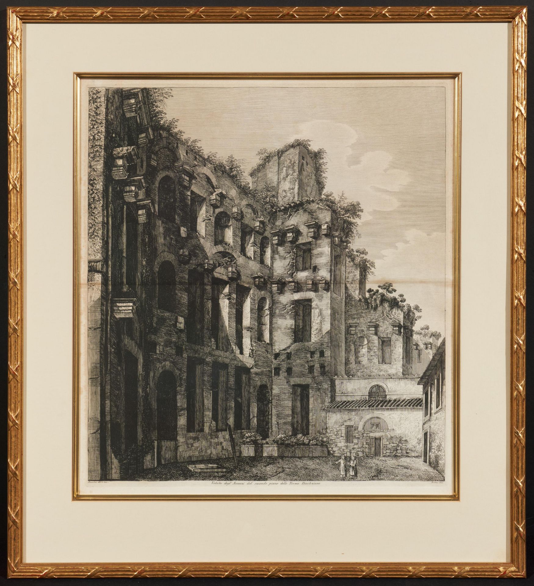 Luigi Rossini: Zwei Kupferstiche mit Ansichten aus Rom: Thermen des Diocletian sowie Marstempel - Image 6 of 7