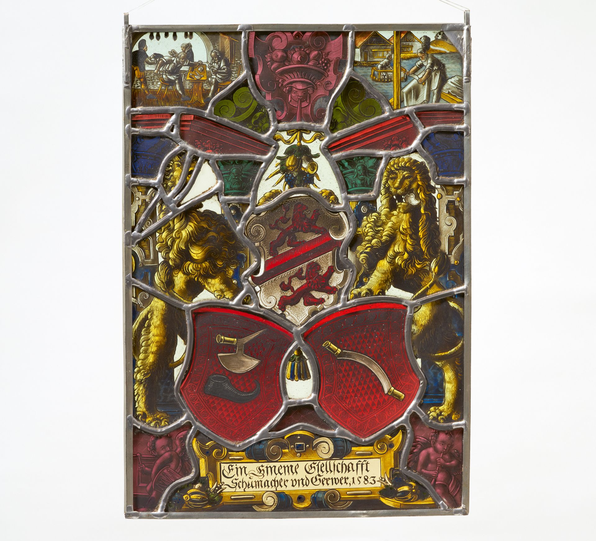 Historism ???????????????????stained glass panel of the shoemakers and tanners with the Winterthur c