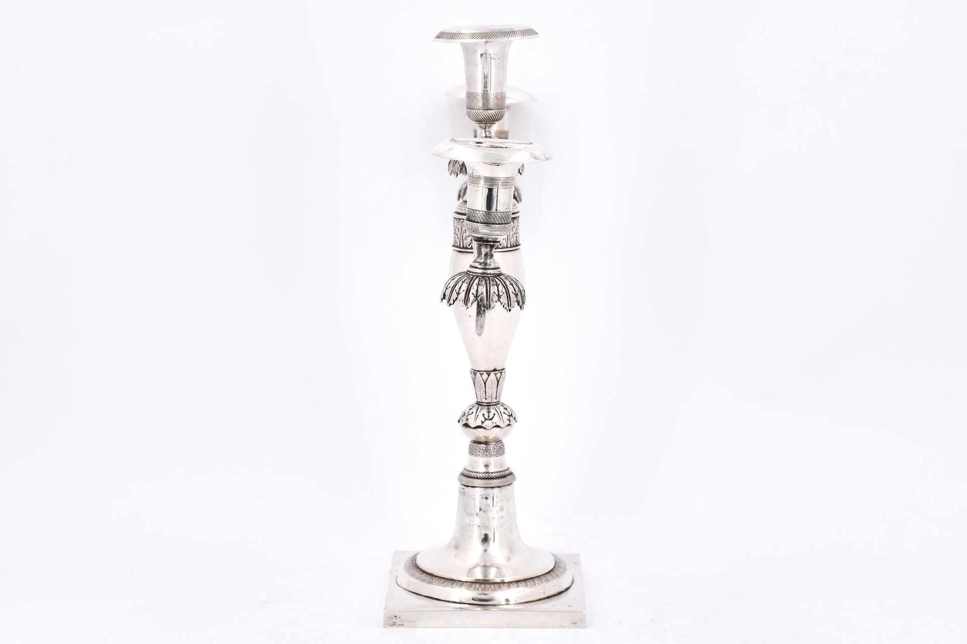 Three-armed silver candelabra Biedermeier - Image 4 of 13