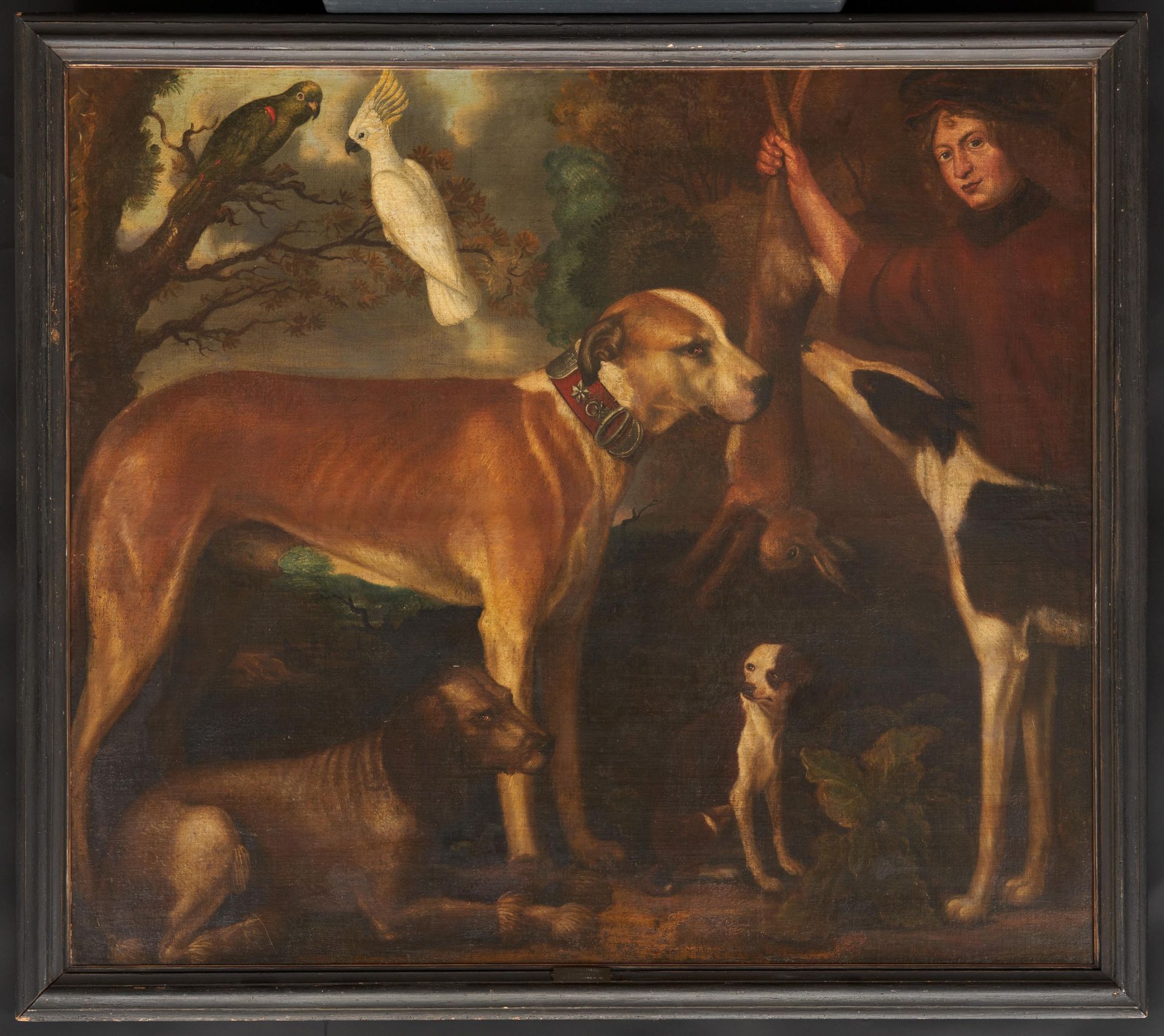 Dutch School: Jagdhund mit Beute und exotischen Vögeln - Image 3 of 5