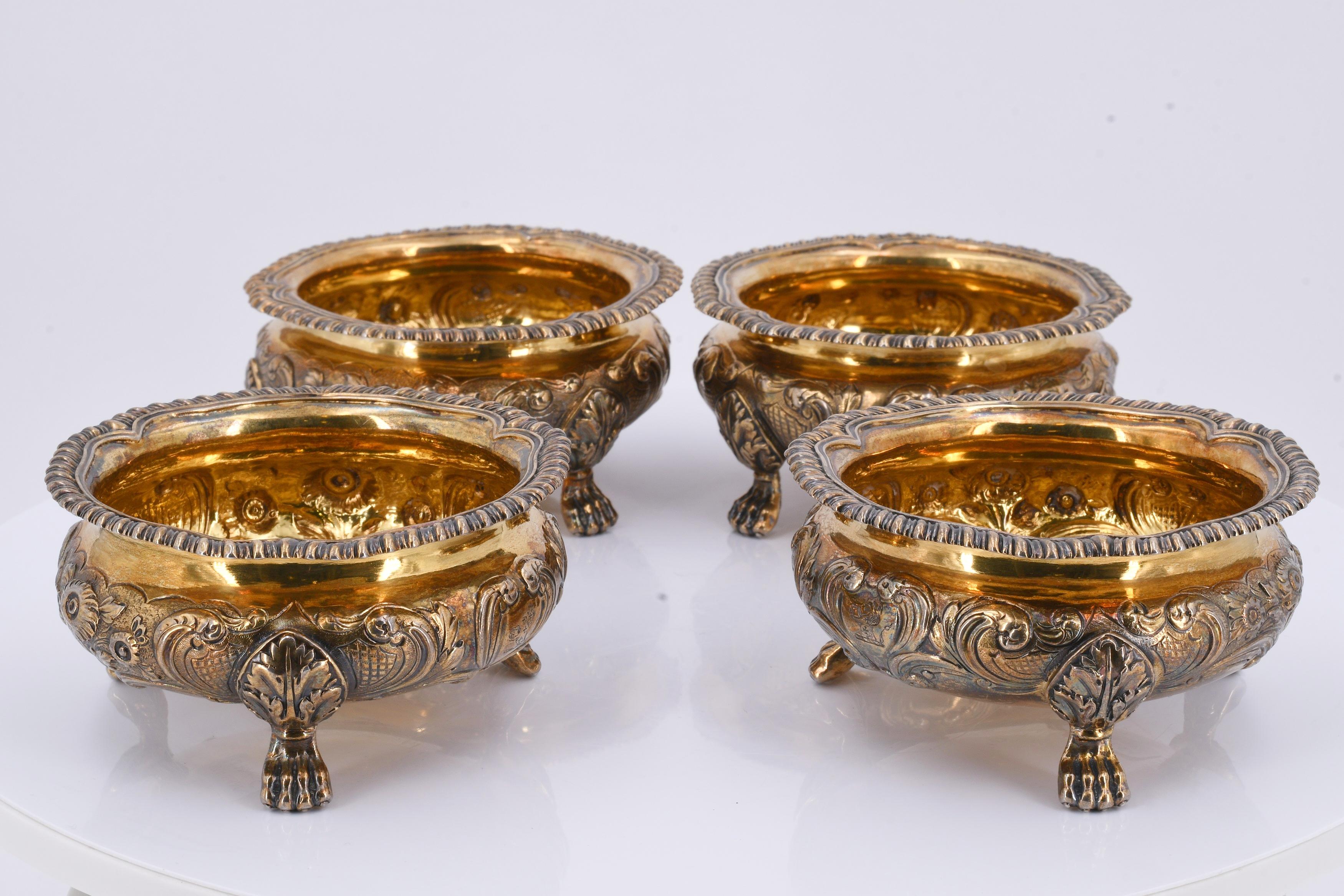 Set of four George IV vermeil salt cellars - Image 2 of 8