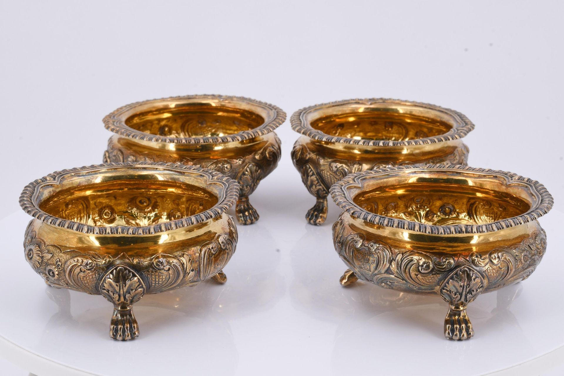 Set of four George IV vermeil salt cellars - Image 2 of 8