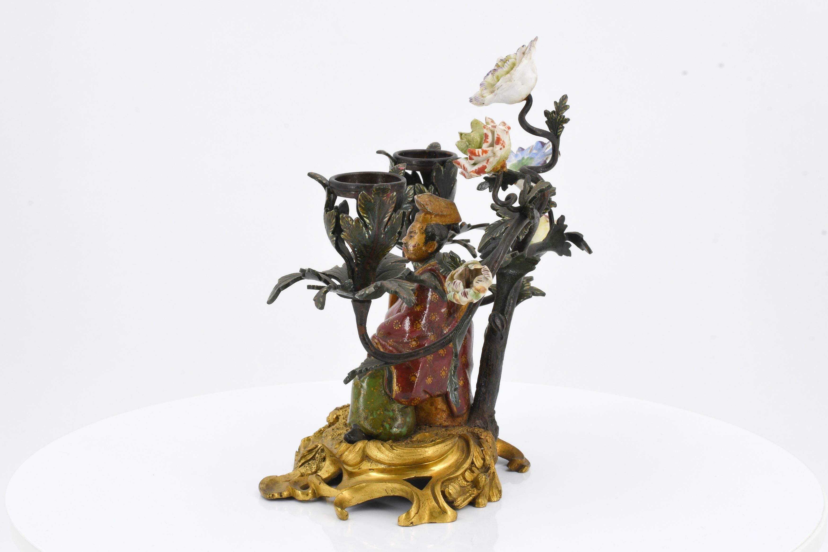 Pair of candelabra with Chinese figurines - Image 3 of 11