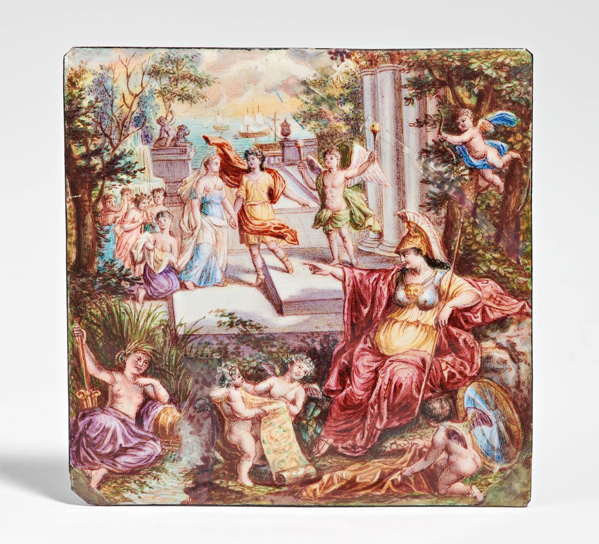 Enamel plaque with mythological scene