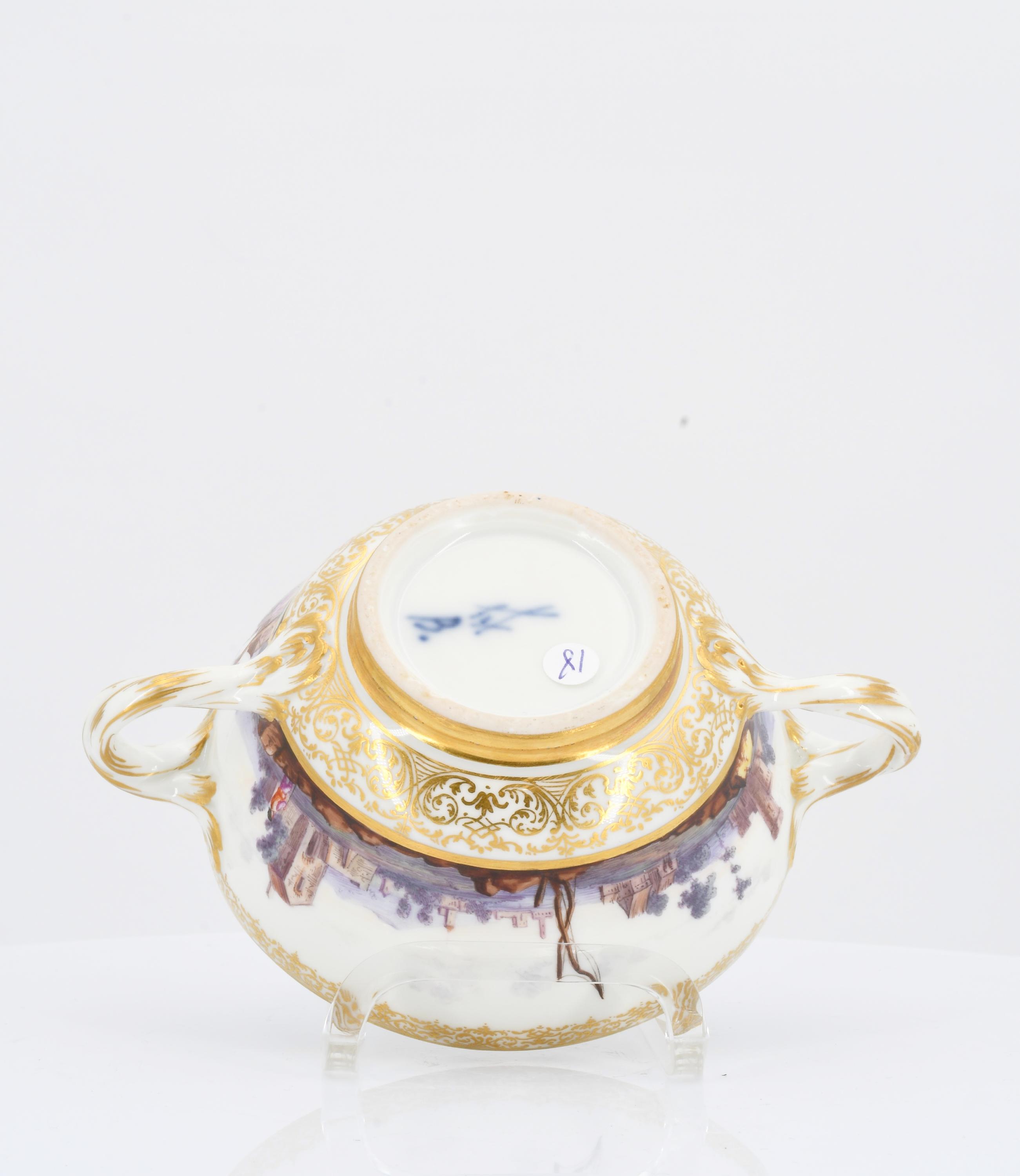 Small Double-Handled Tureen and saucer with Landscape paintings - Image 7 of 11