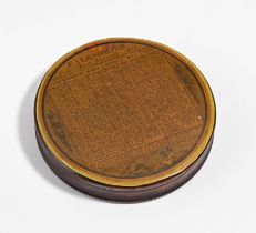 Round box with calendar from the year 1836