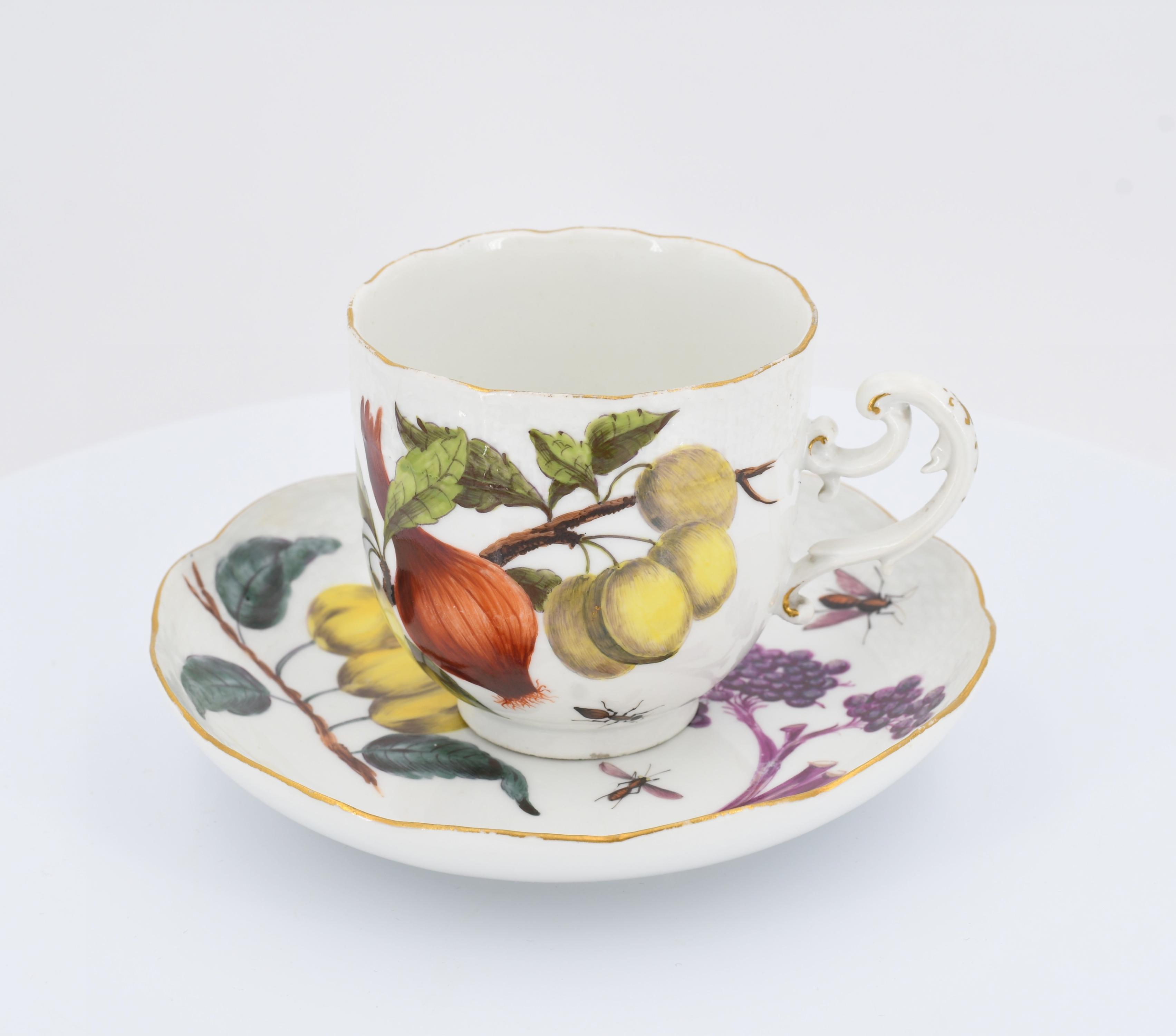 Cup and saucer with fruits and insects - Image 2 of 7