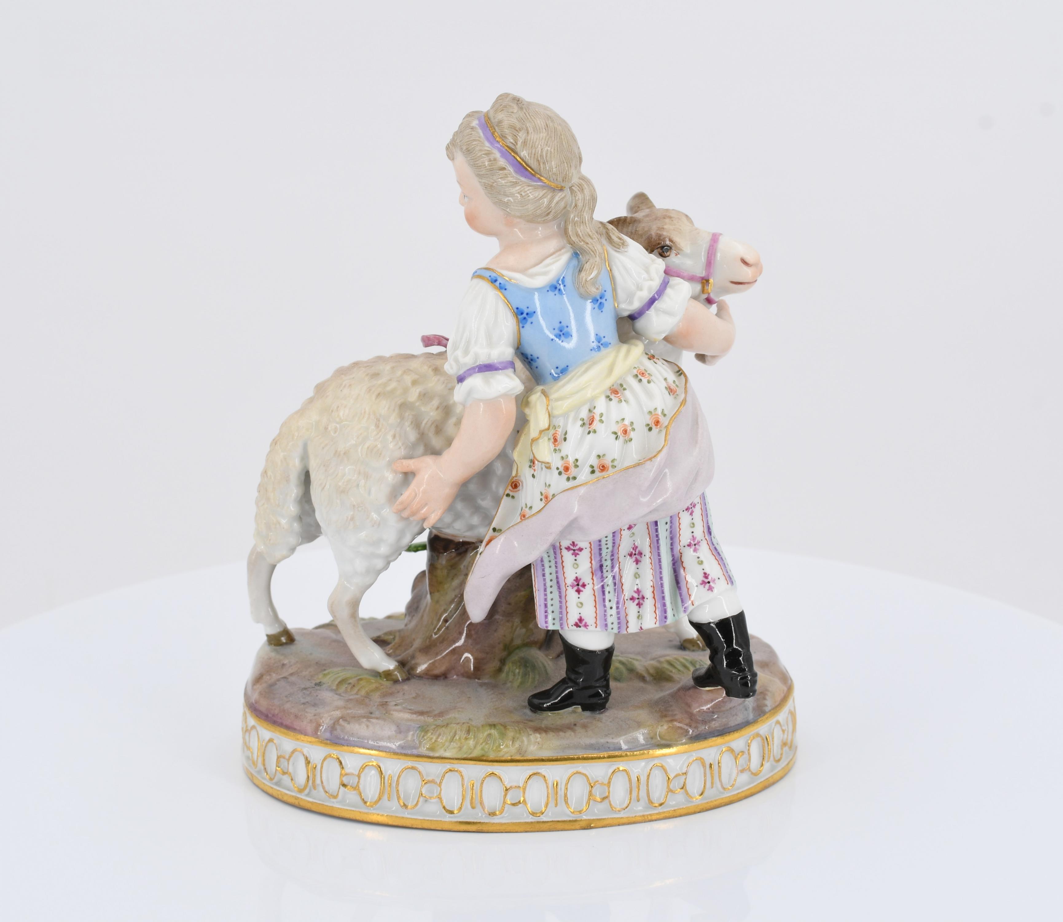 Girl with billy goat and girl with sheep - Image 4 of 11