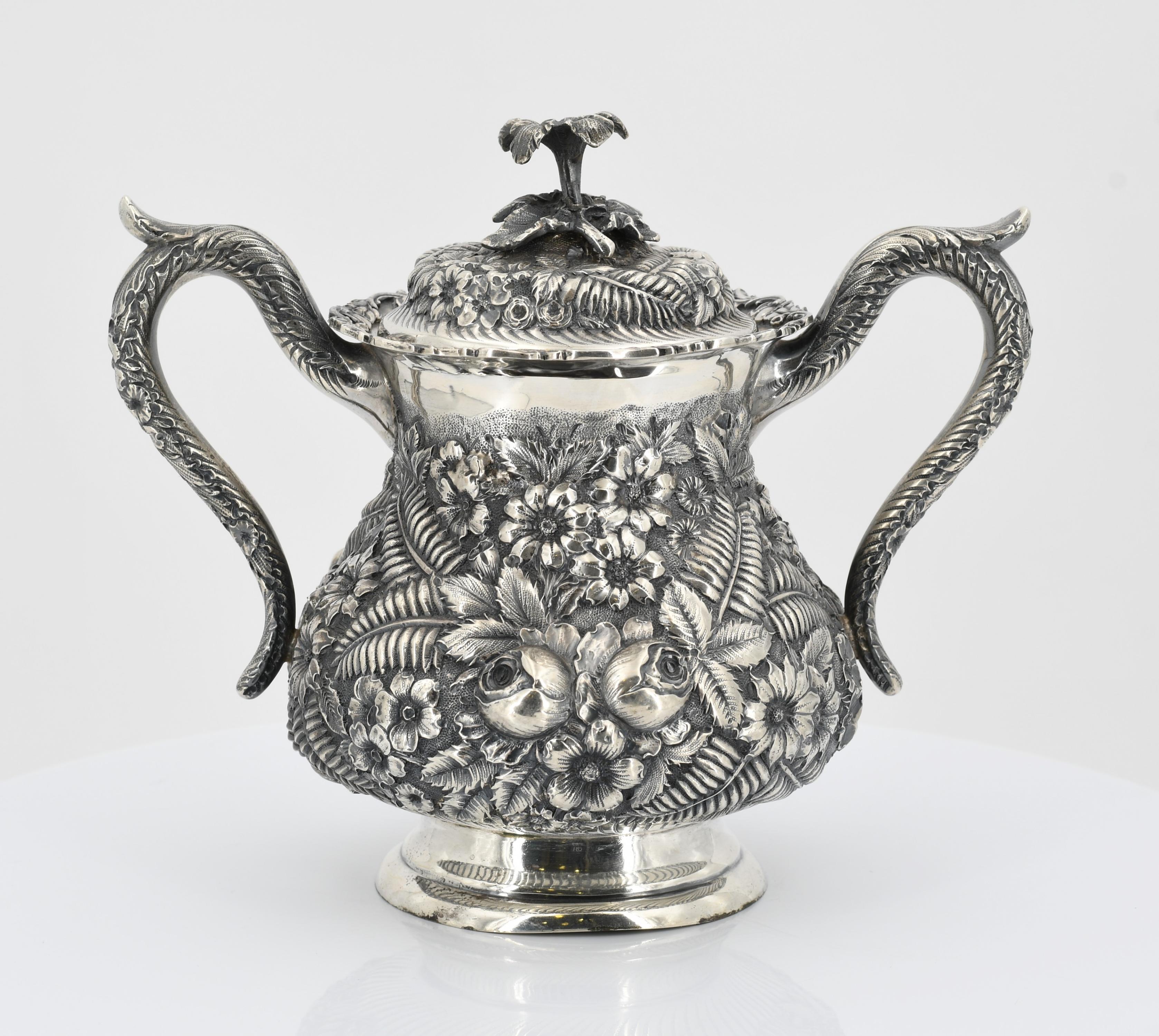 Four-piece coffee service decorated with dense floral relief - Image 16 of 25