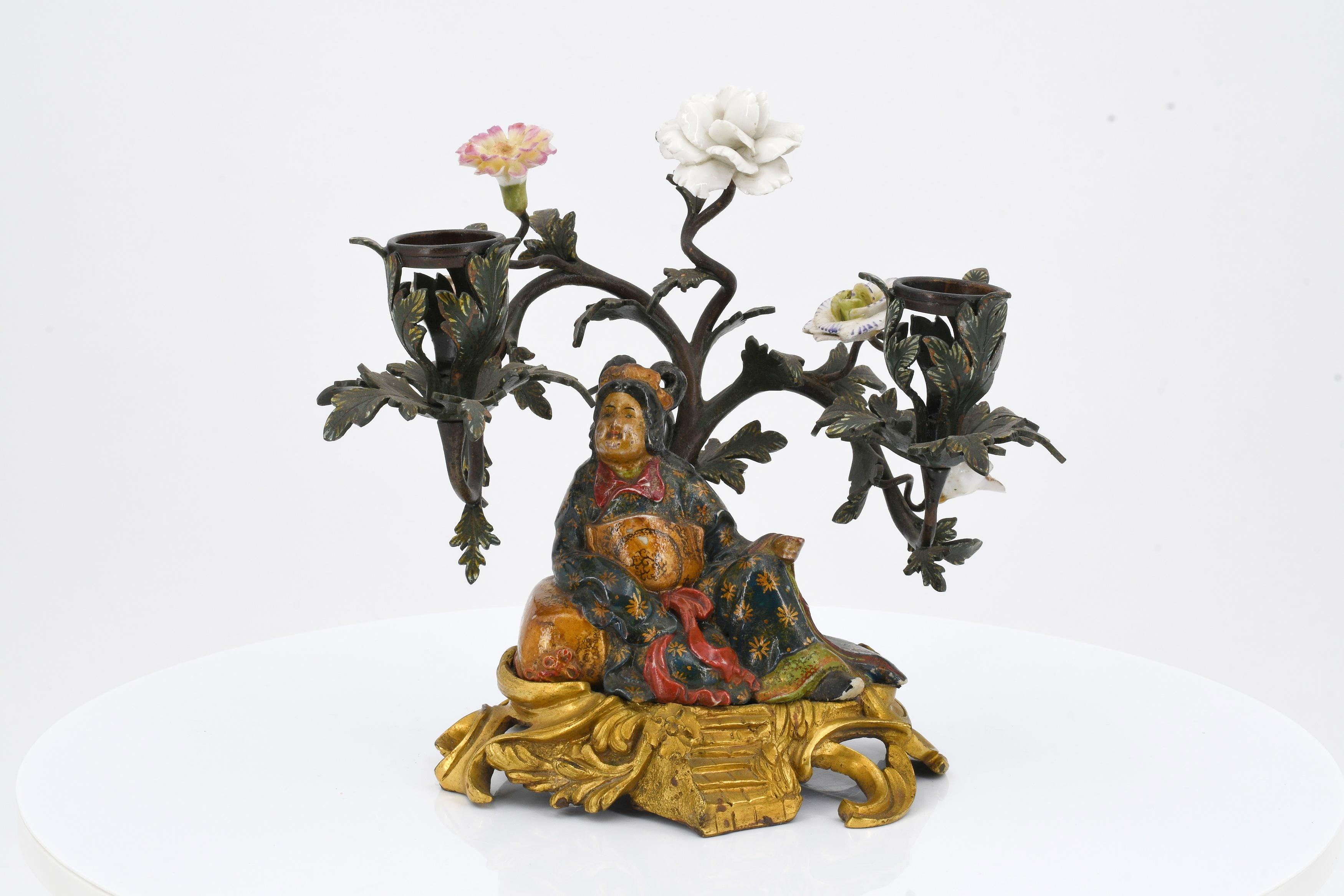 Pair of candelabra with Chinese figurines - Image 6 of 11