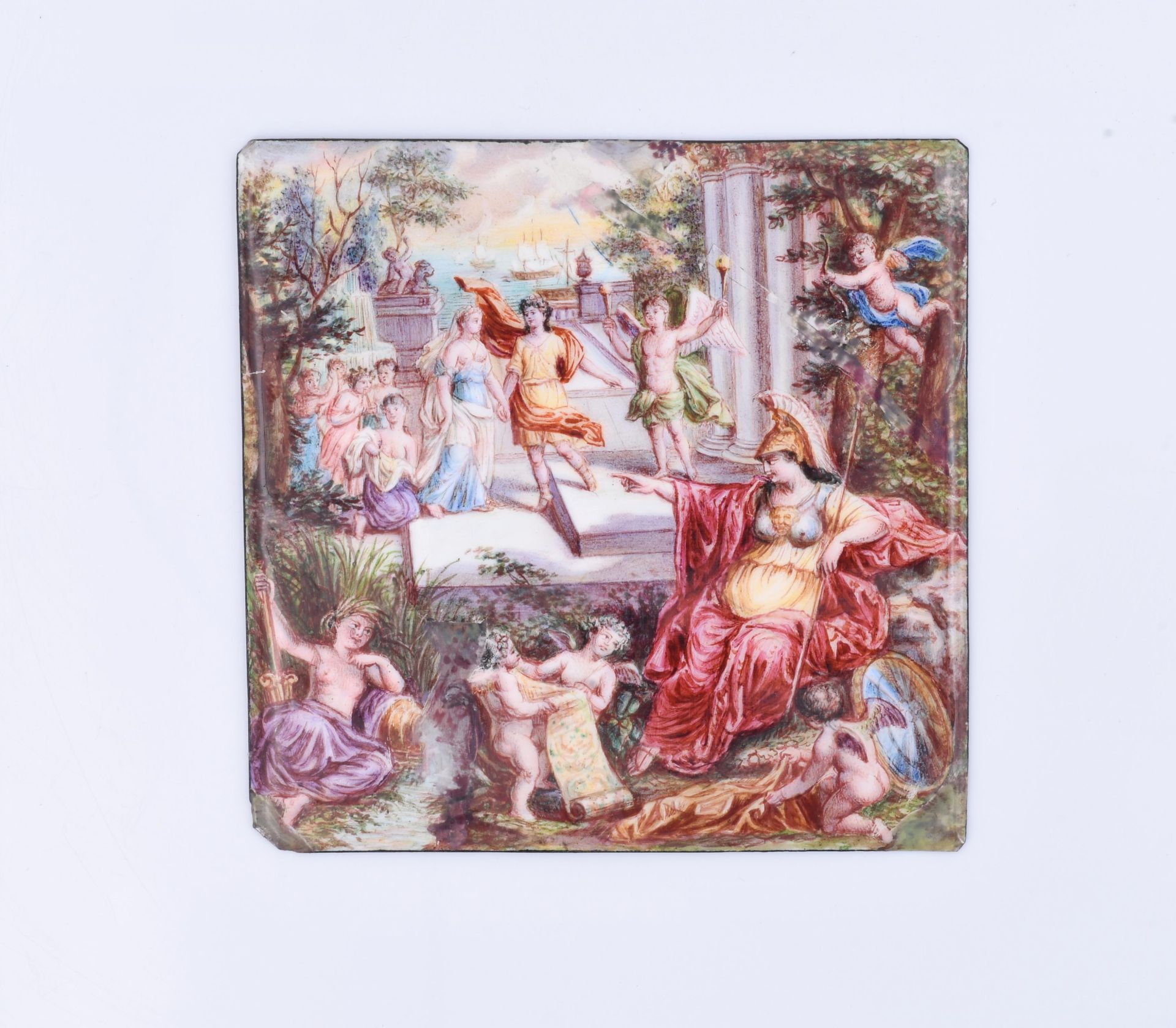 Enamel plaque with mythological scene - Image 2 of 4