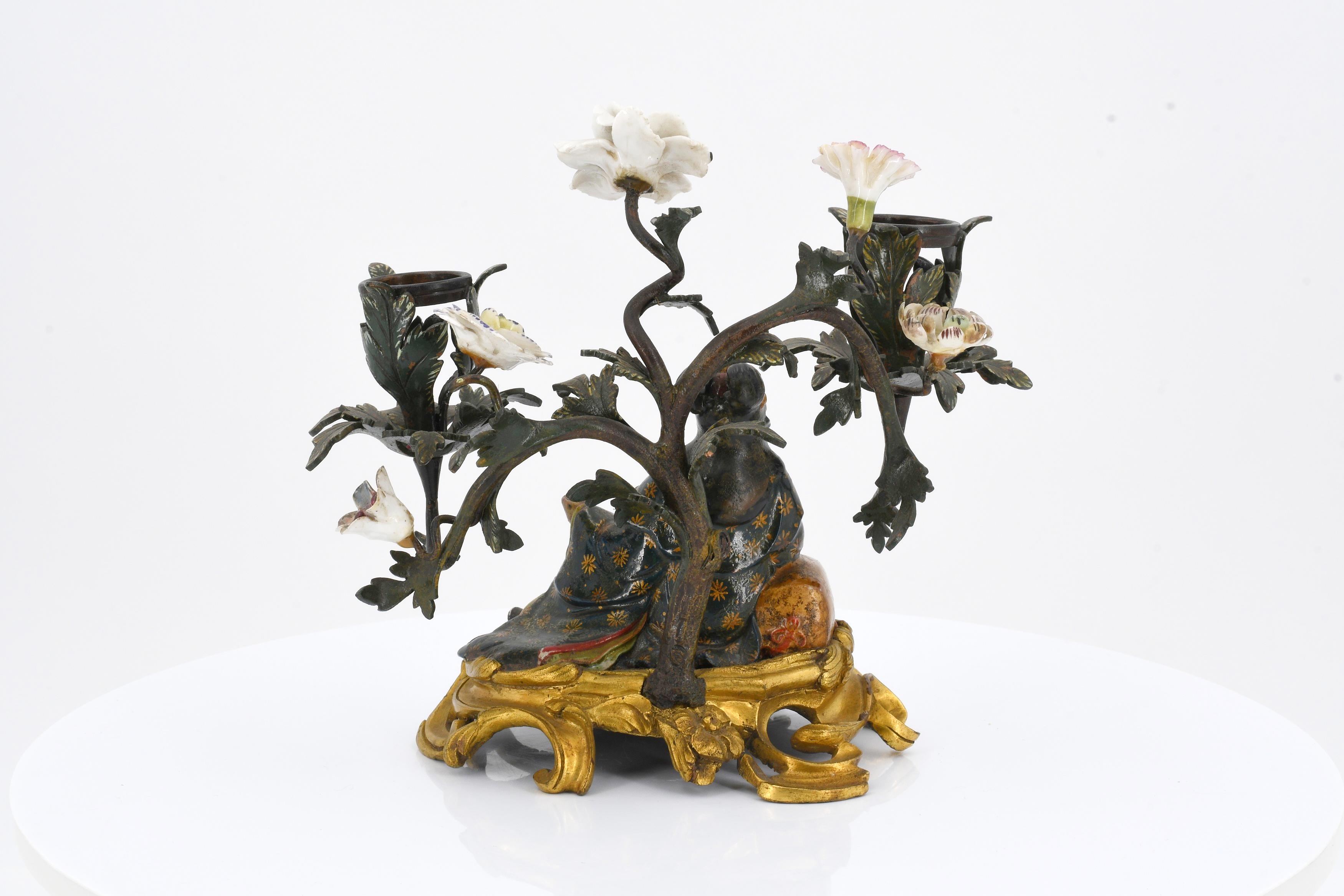 Pair of candelabra with Chinese figurines - Image 8 of 11