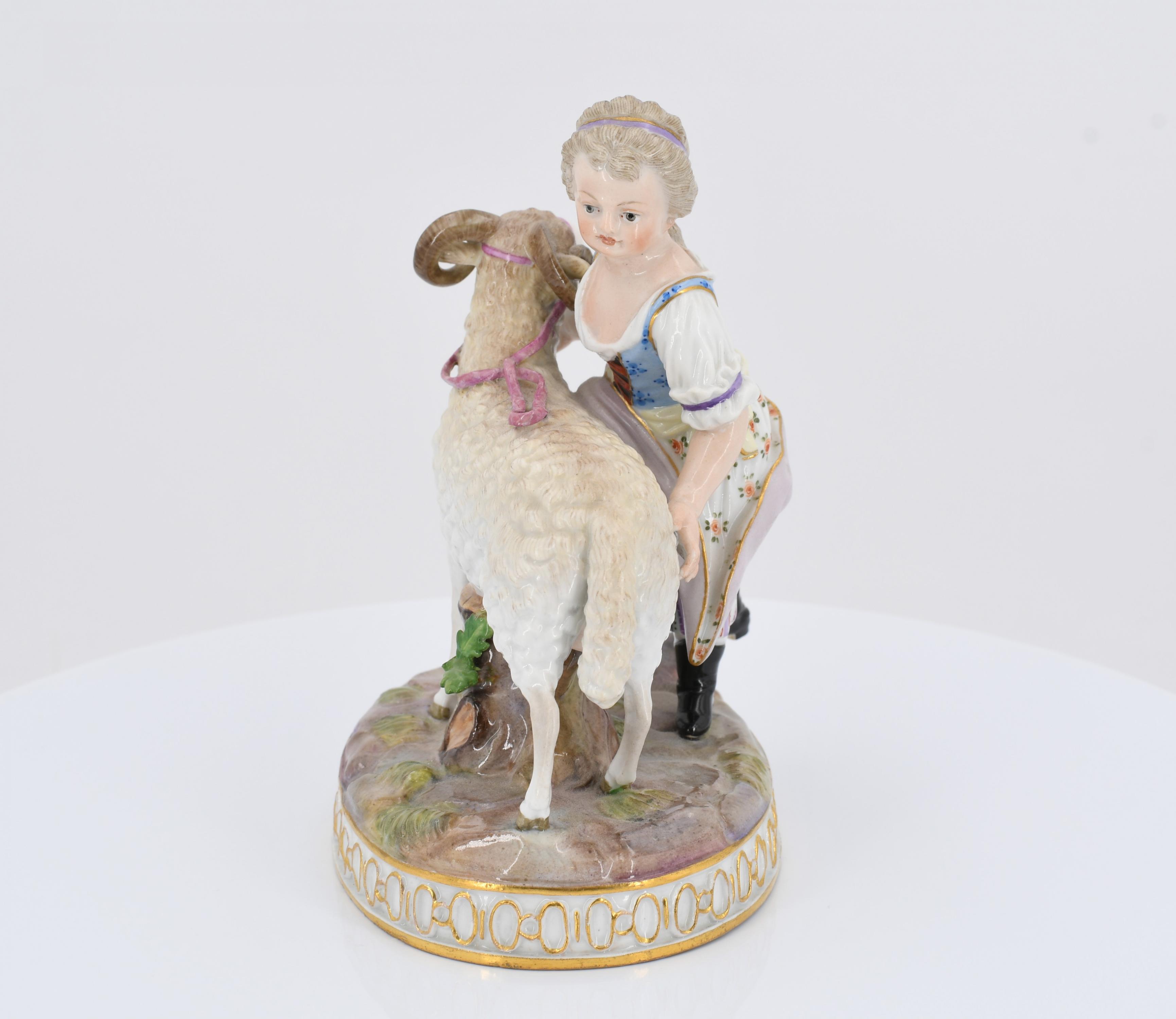Girl with billy goat and girl with sheep - Image 3 of 11
