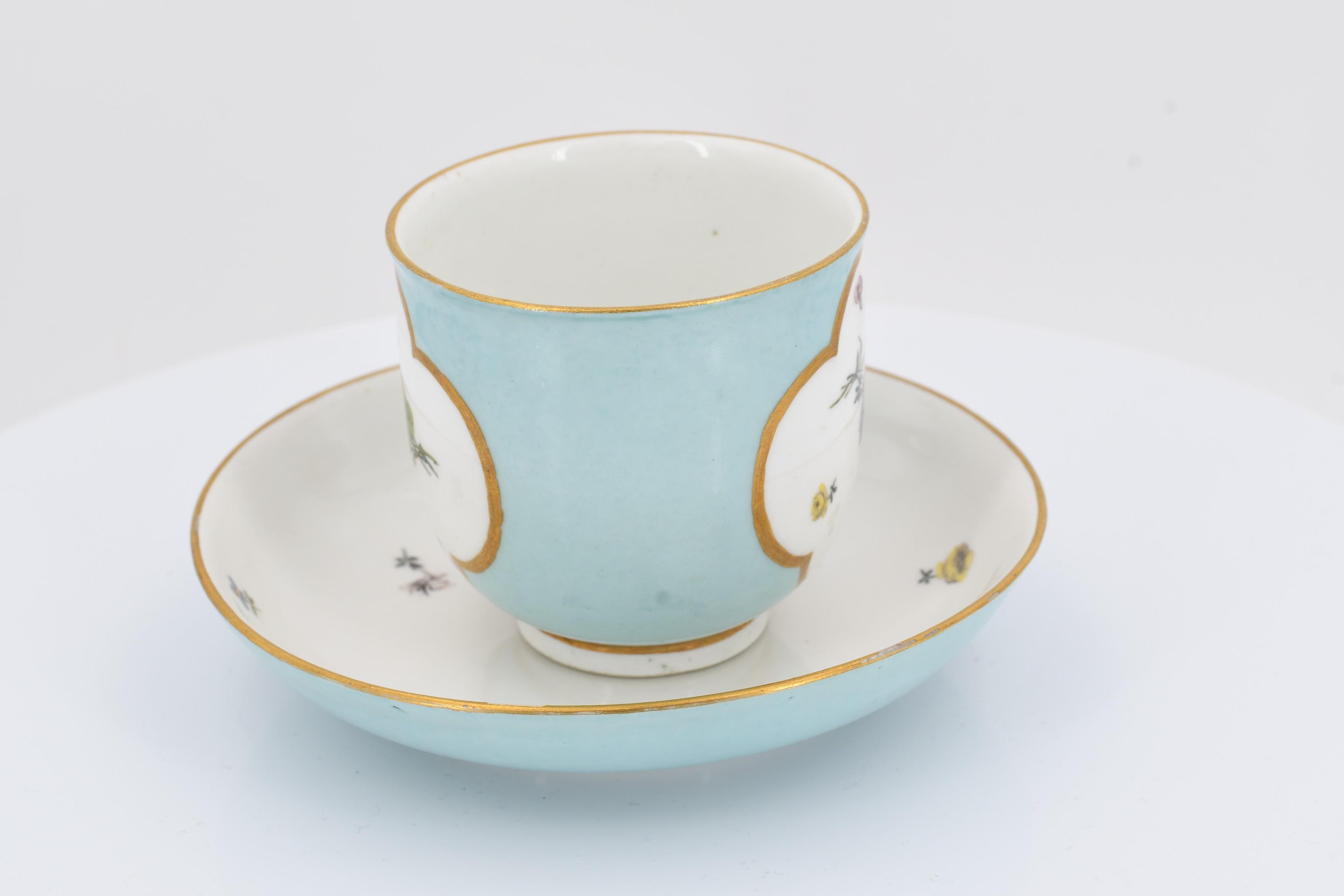 Cup and saucer with blue fond - Image 3 of 7