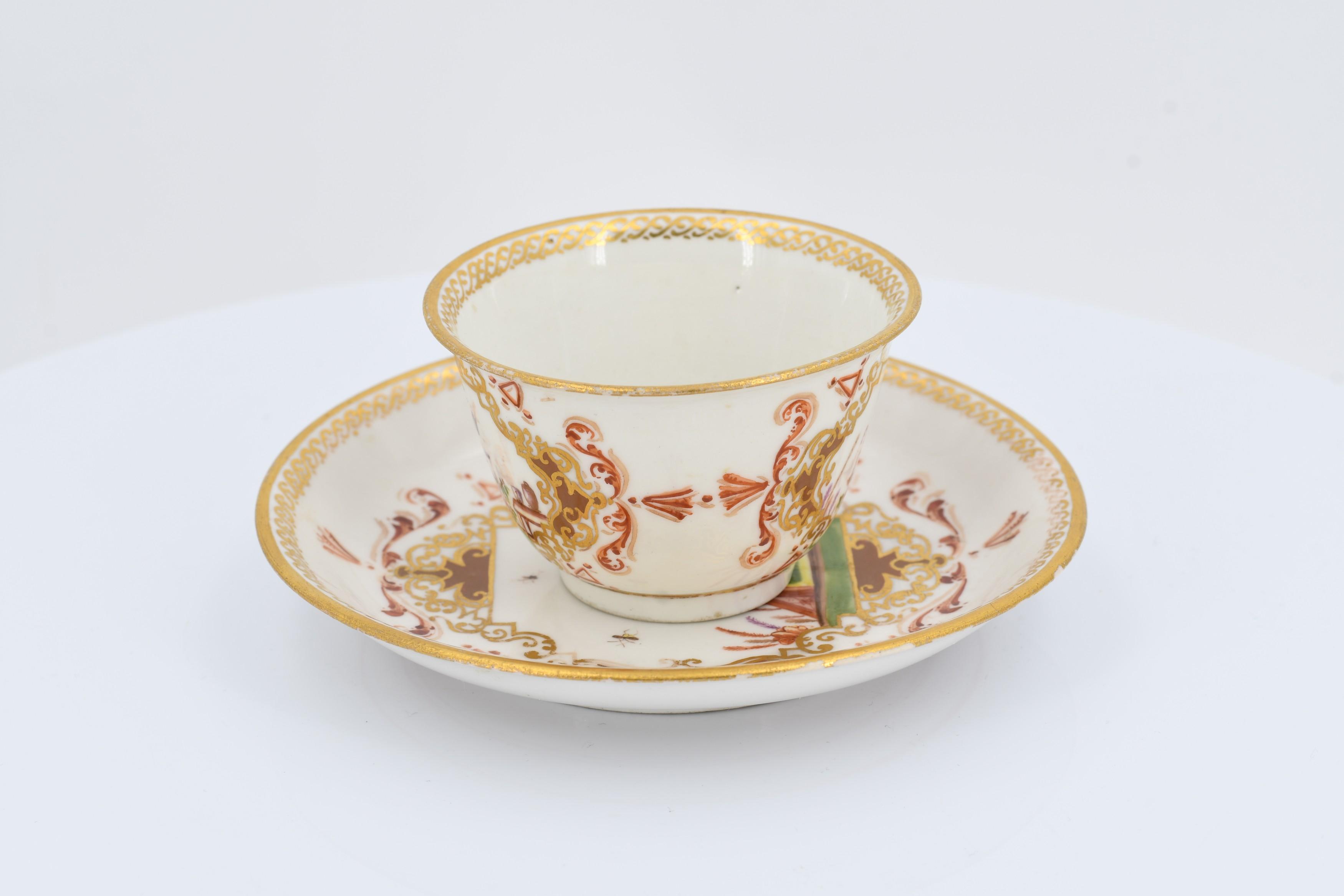 Tea bowl and saucer with chinoiseries - Image 5 of 7