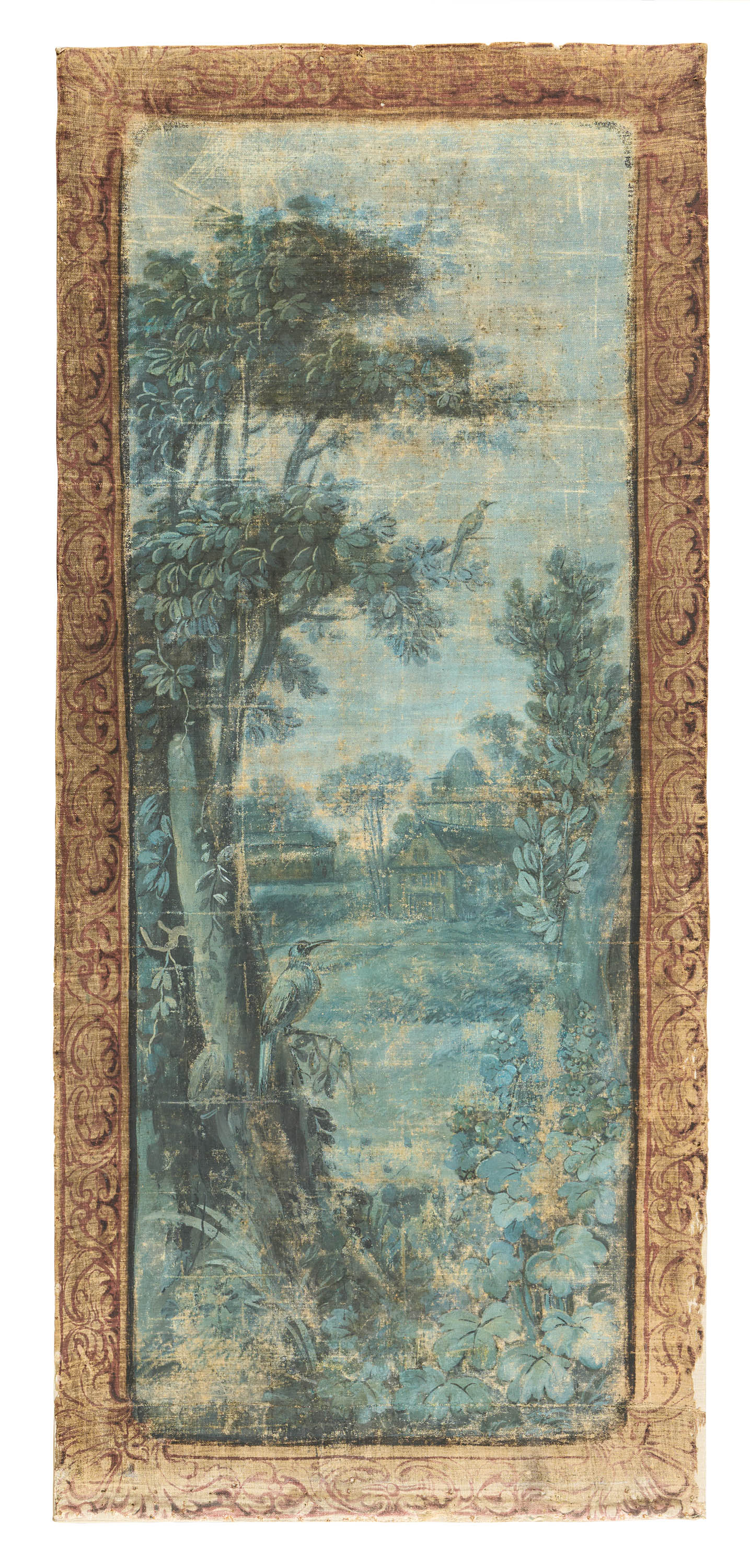Set of three verdure tapestries with landscape vedutas - Image 5 of 6