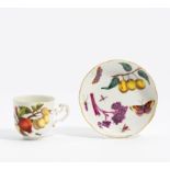 Cup and saucer with fruits and insects