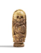 Reversible handle with skeleton and young woman