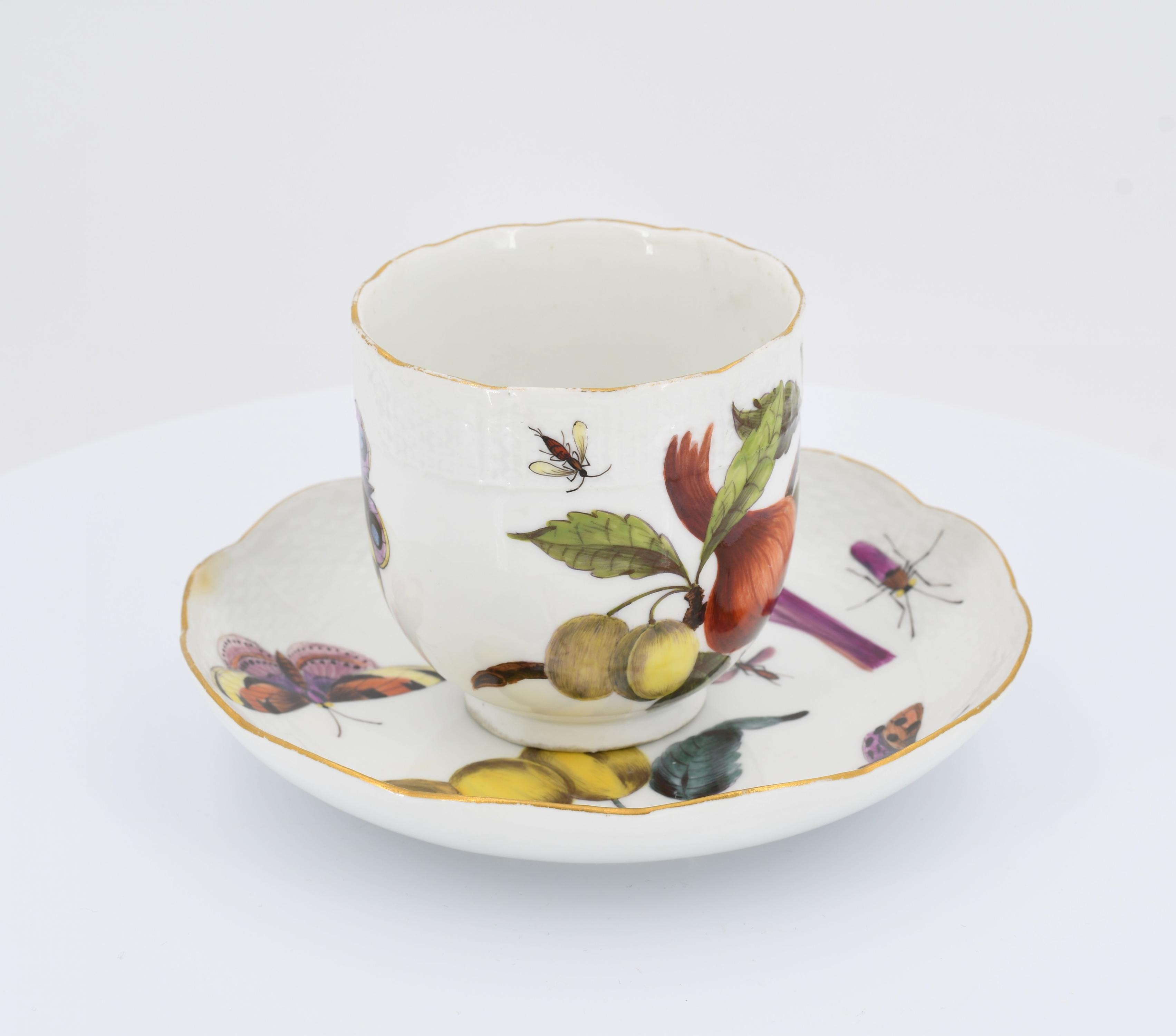 Cup and saucer with fruits and insects - Image 5 of 7