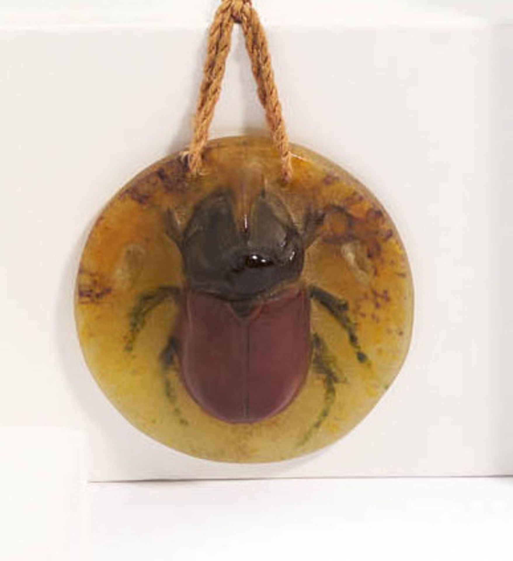 Round pendant with beetle