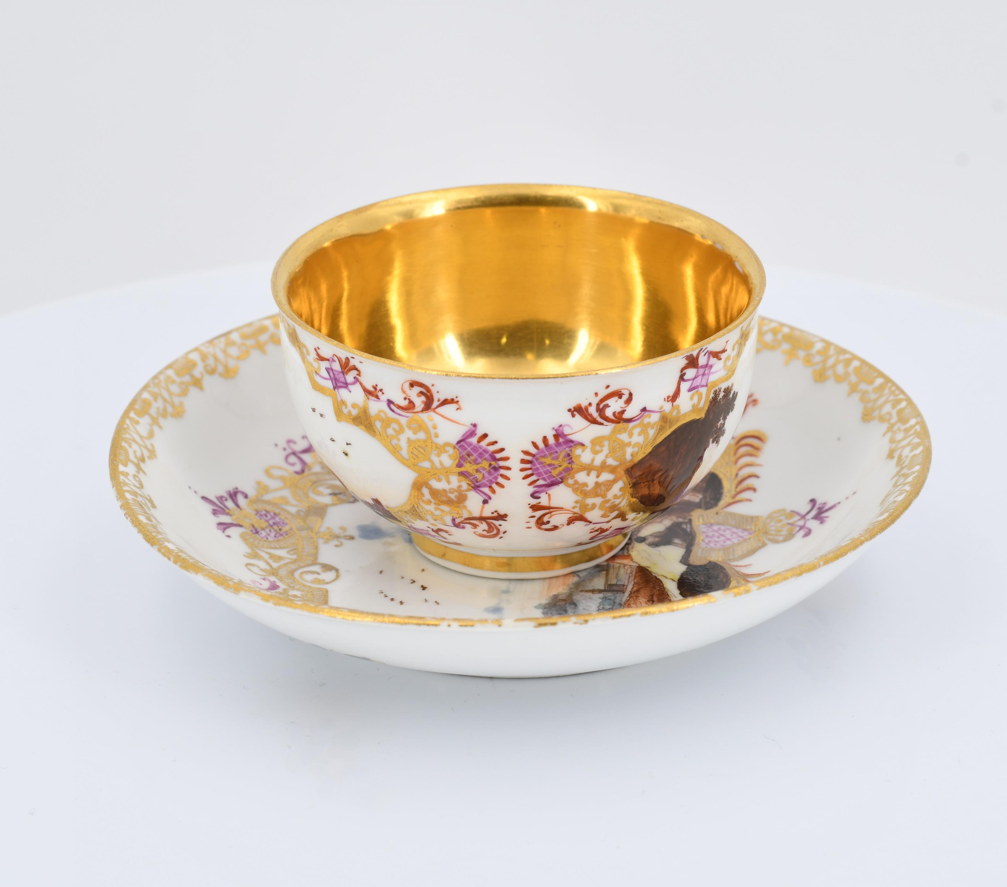 Tea bowl and saucer with landscapes - Image 5 of 7