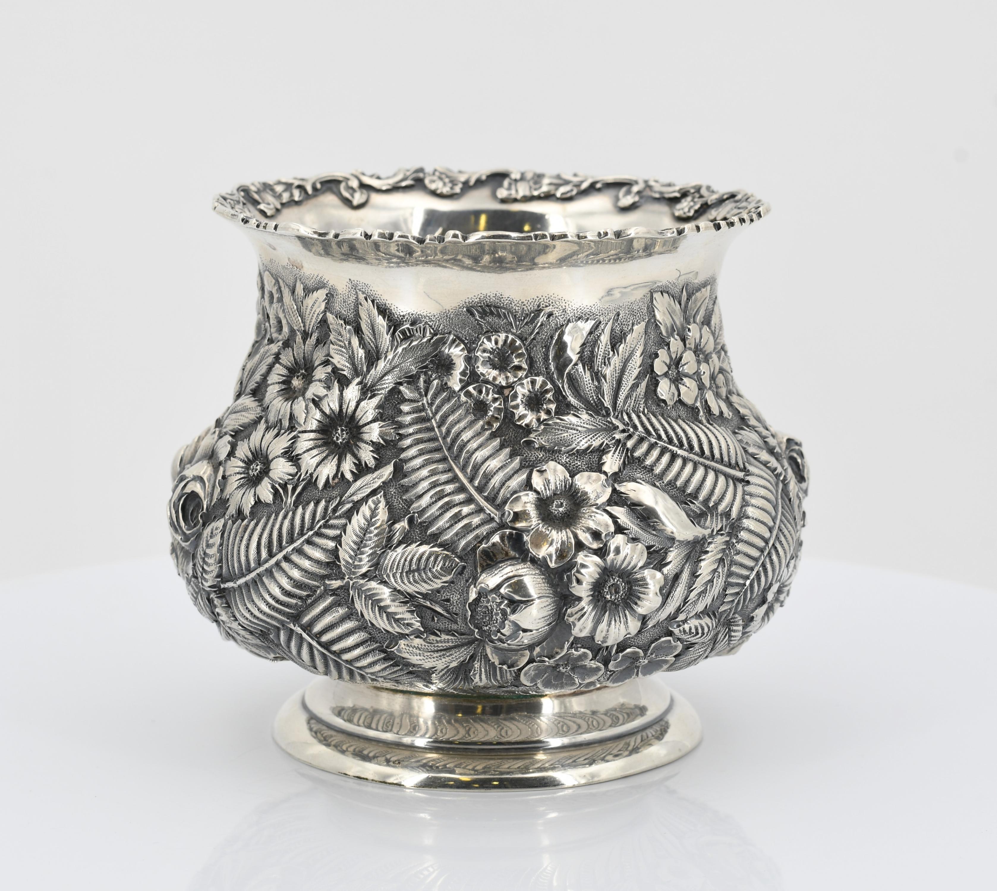 Four-piece coffee service decorated with dense floral relief - Image 8 of 25