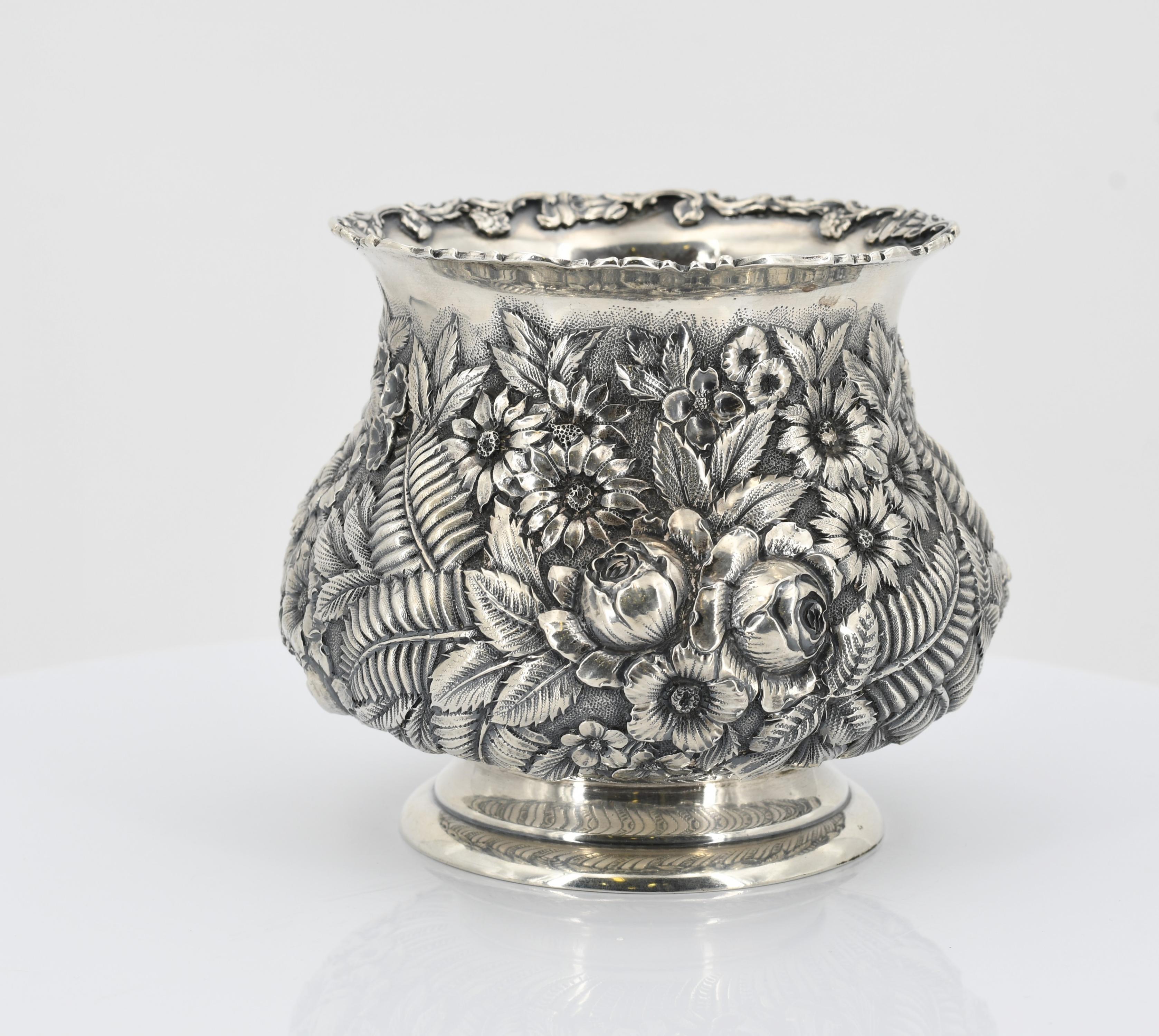 Four-piece coffee service decorated with dense floral relief - Image 11 of 25