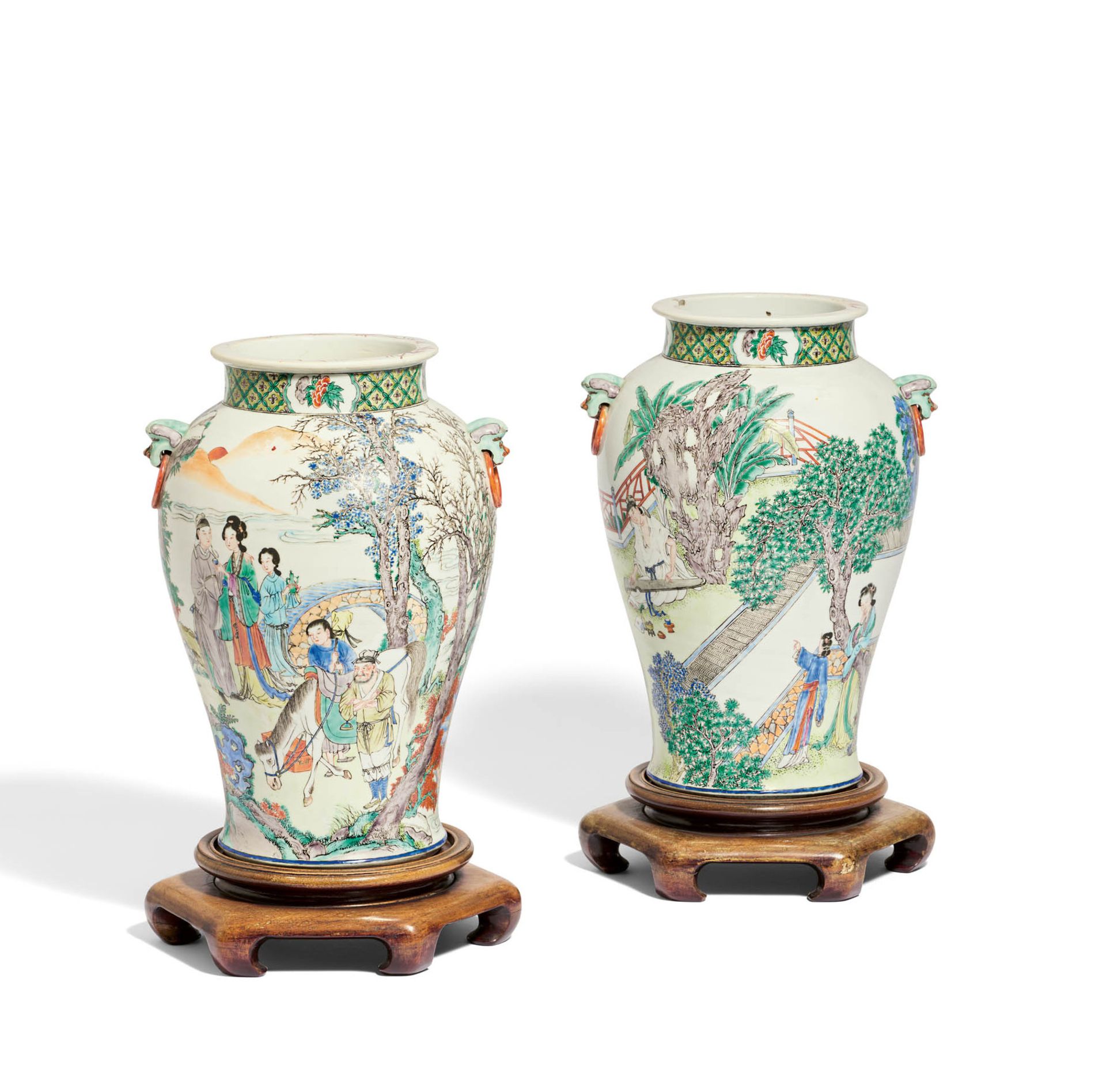 Pair of Famille Verte-Vases