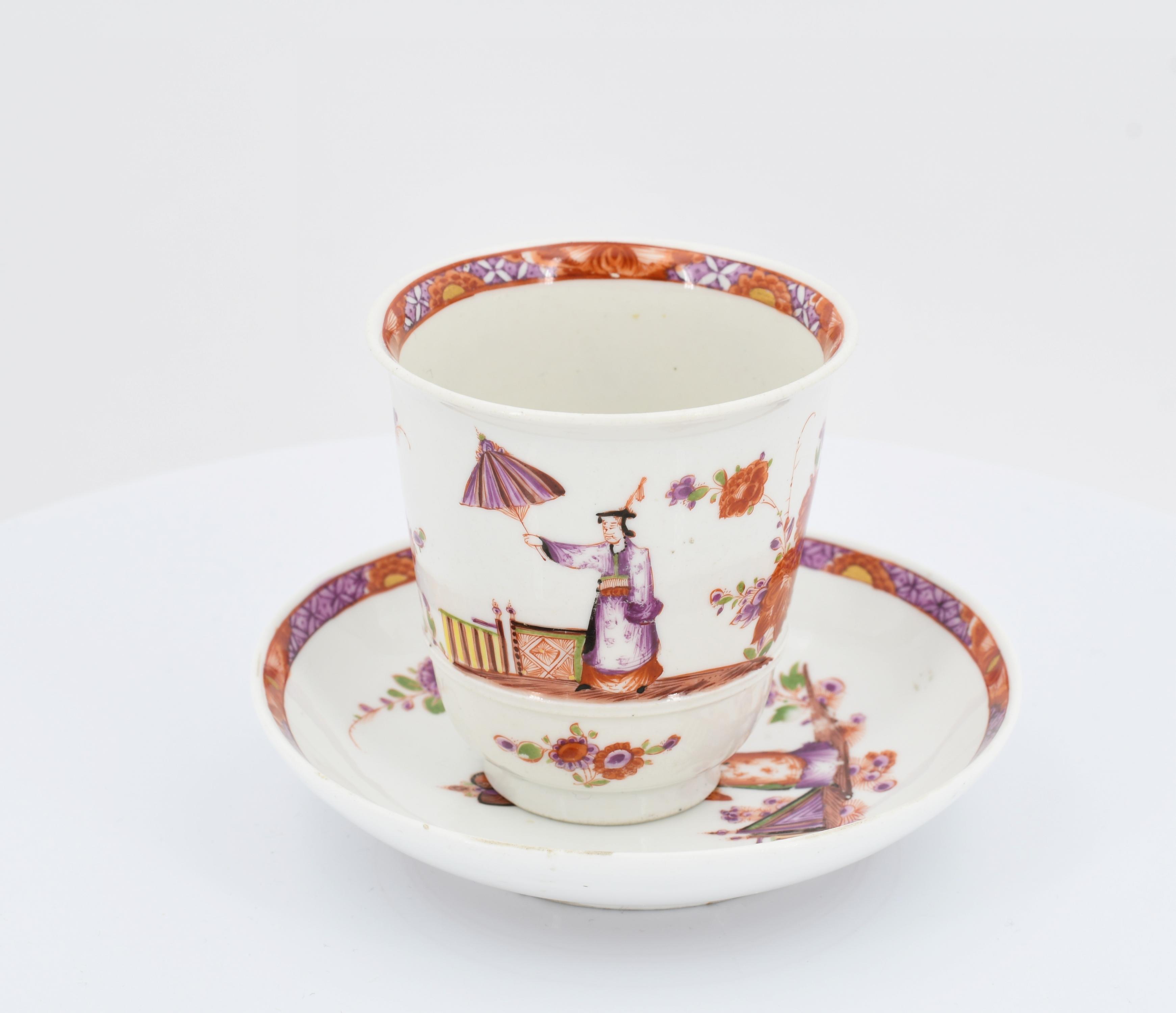 Cup and saucer with "Chinese with fan" - Image 5 of 7