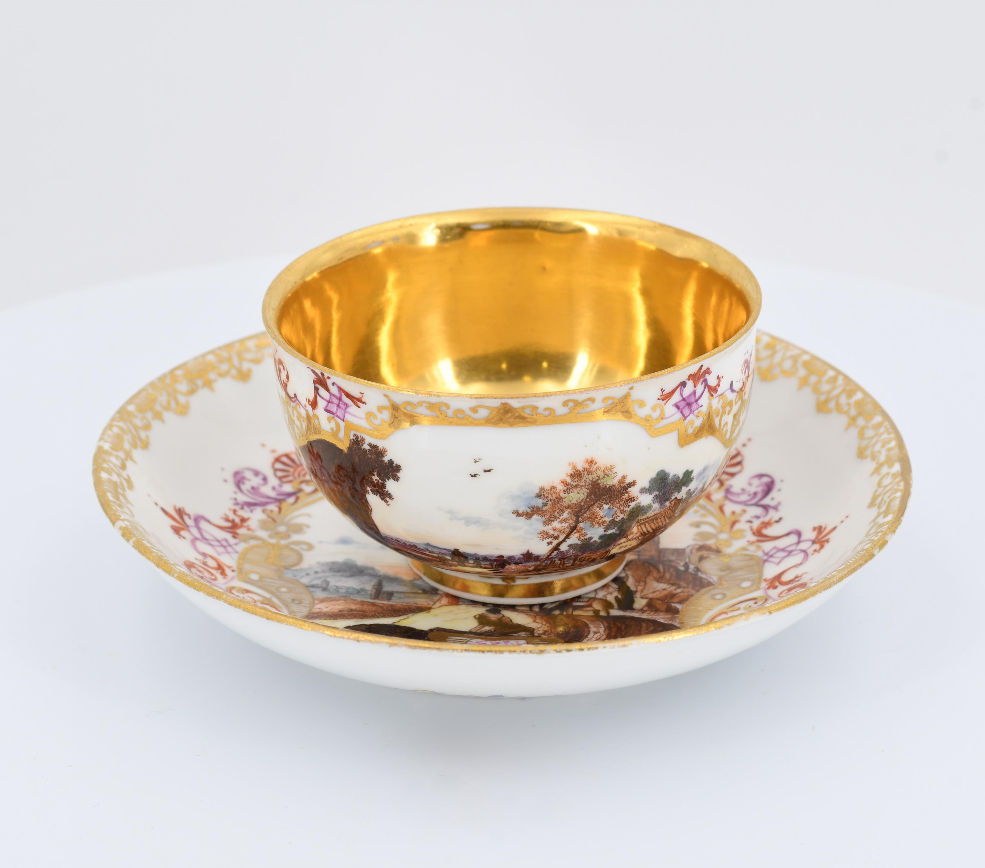 Tea bowl and saucer with landscapes - Image 2 of 7