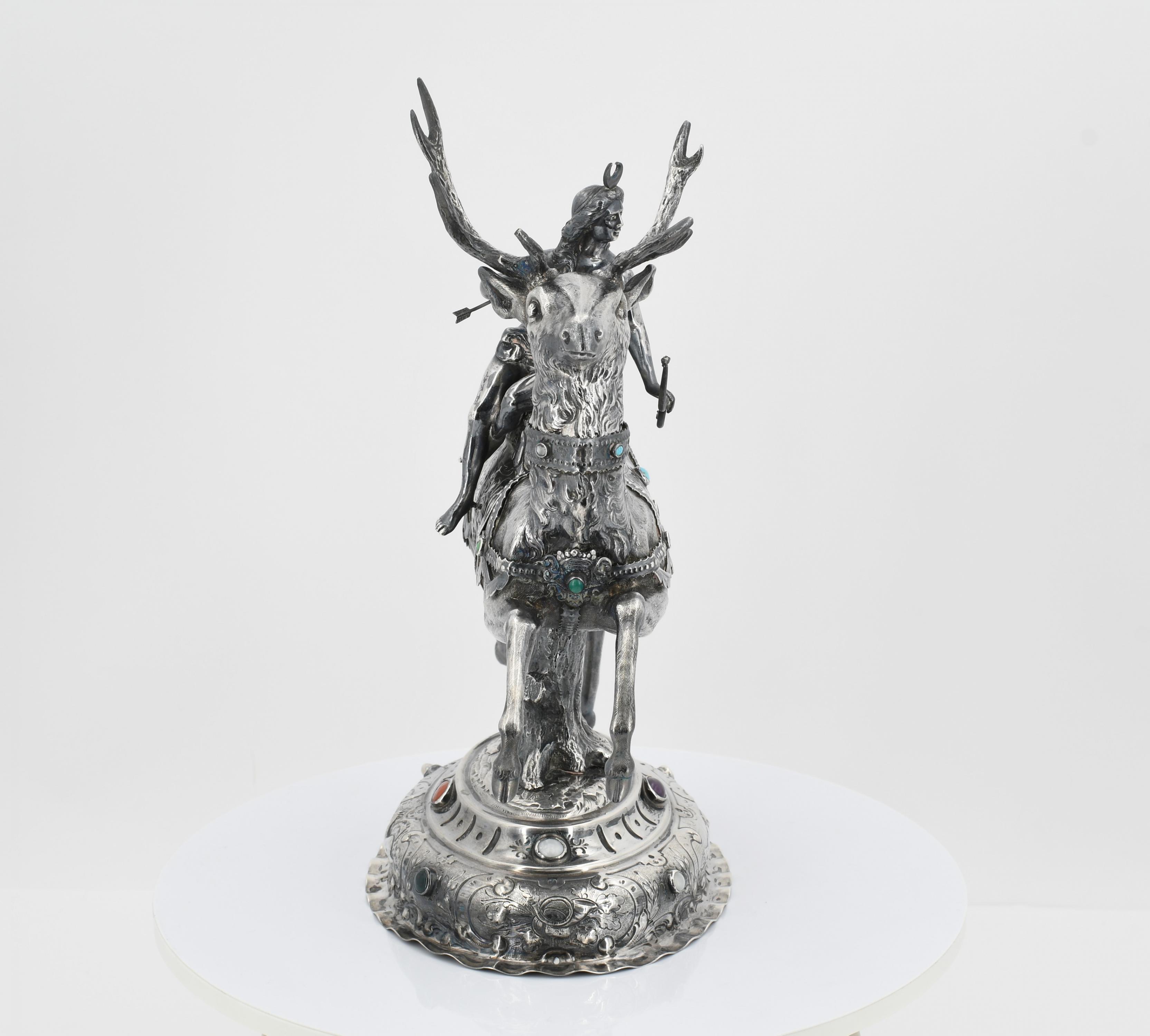Magnificent Historicism Centerpiece with Diana on Stag - Image 5 of 6