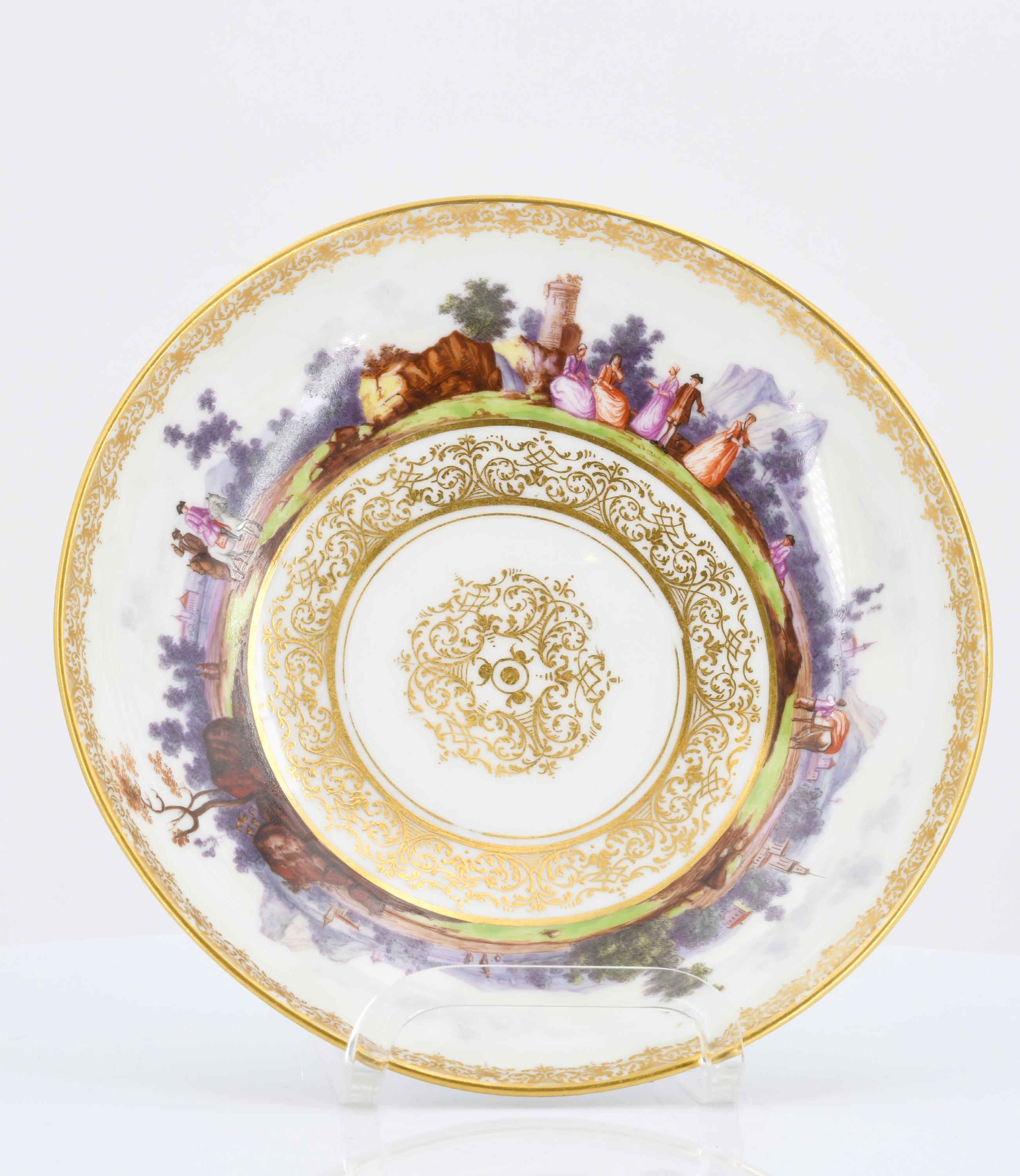 Small Double-Handled Tureen and saucer with Landscape paintings - Image 4 of 11