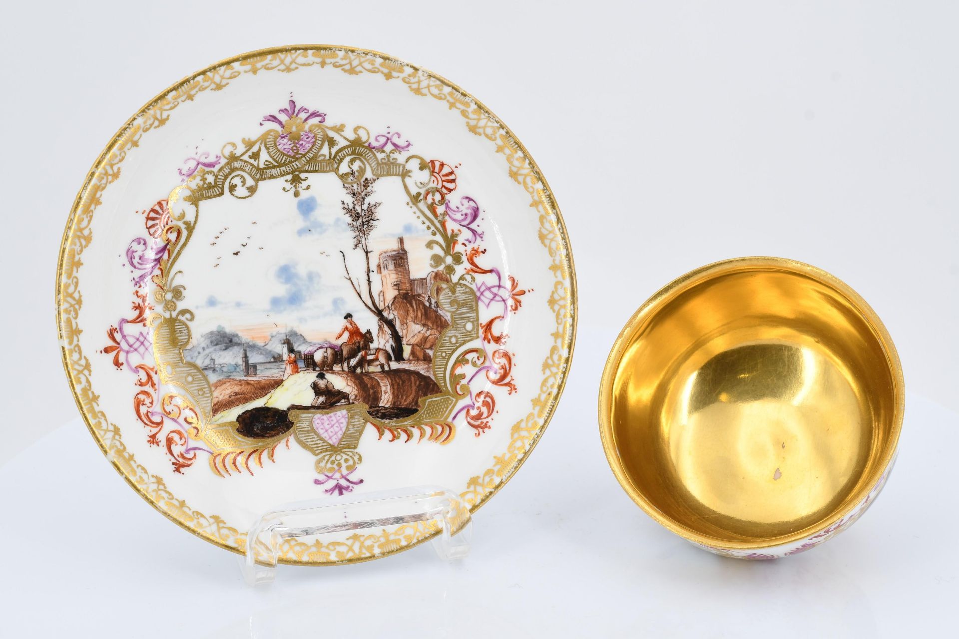 Tea bowl and saucer with landscapes - Image 6 of 7
